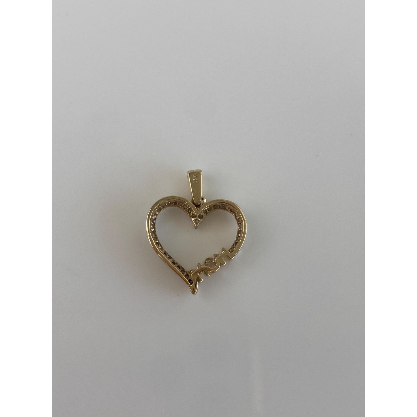 Solid 10k Yellow Gold Diamond 'Mom' Heart Charm