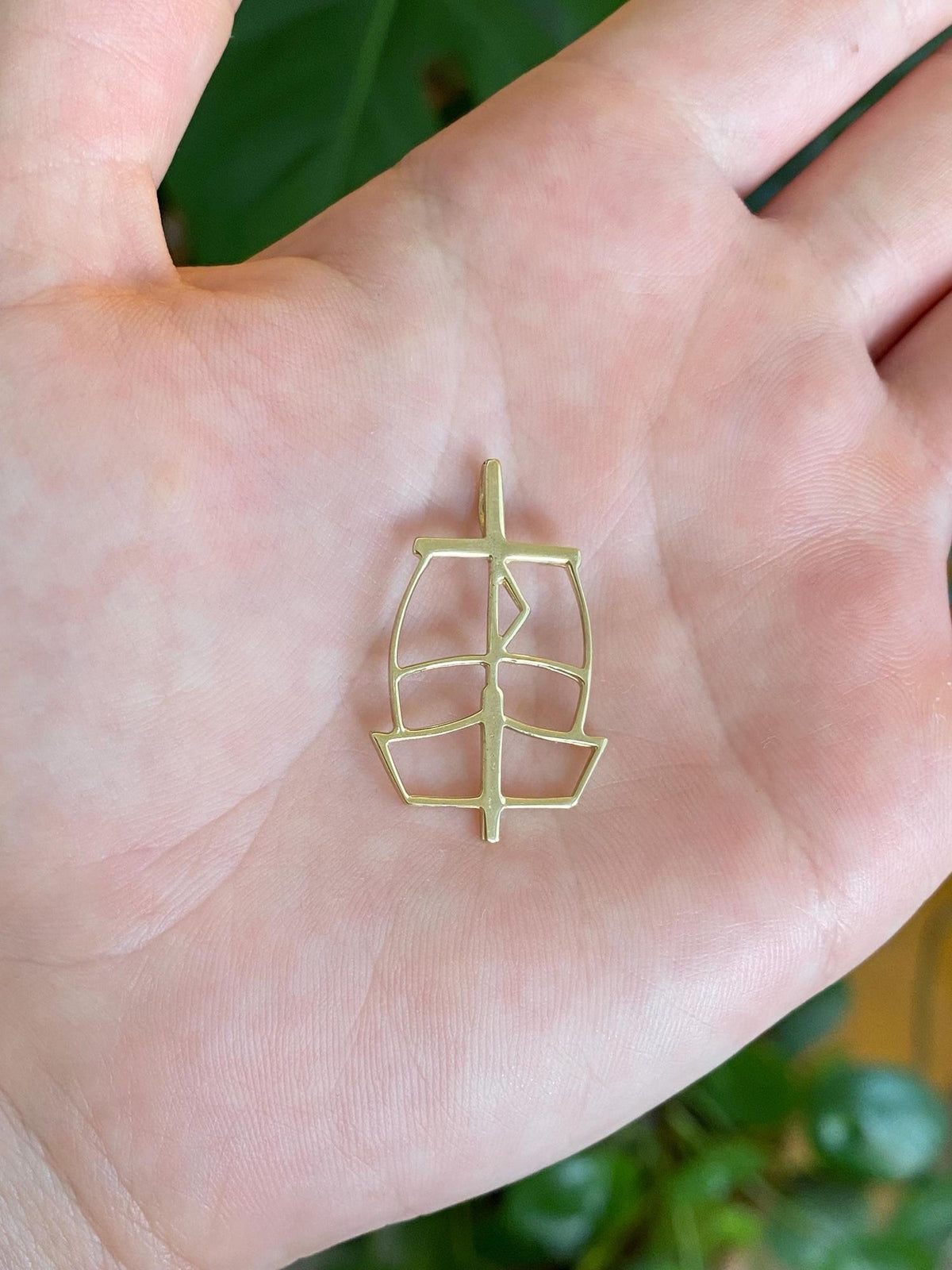 Vintage Solid 14k Yellow Gold Open Work Sail Charm