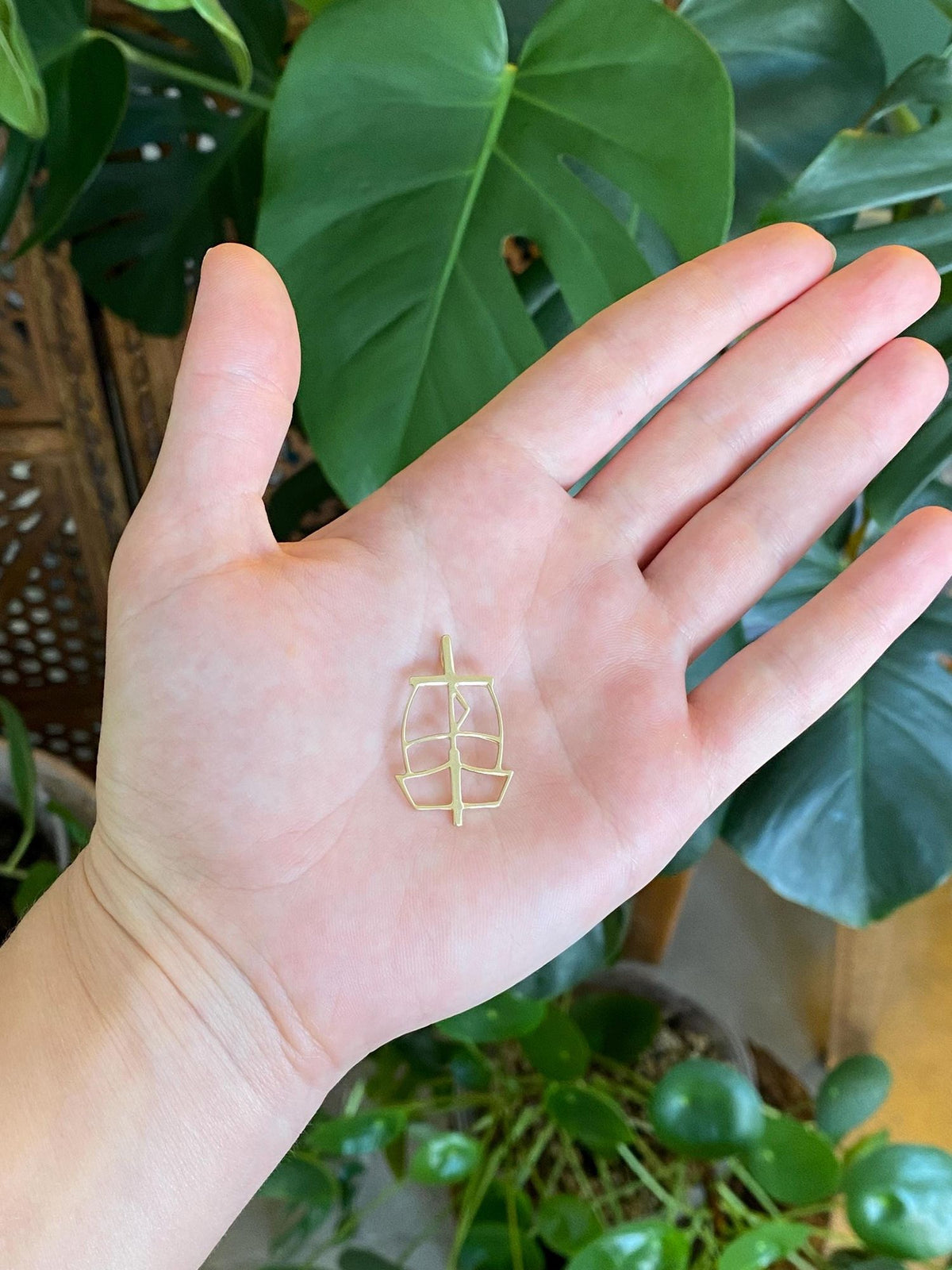 Vintage Solid 14k Yellow Gold Open Work Sail Charm