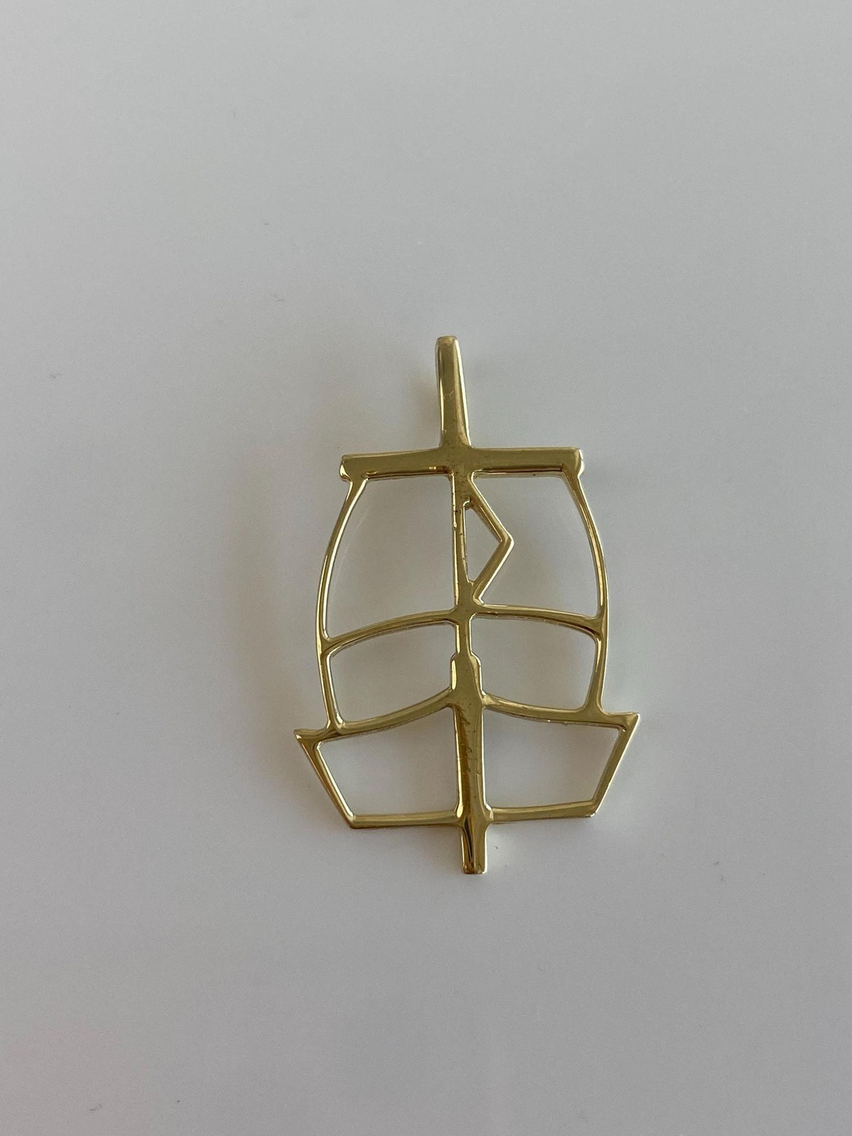 Vintage Solid 14k Yellow Gold Open Work Sail Charm