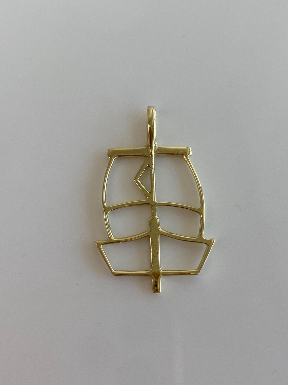 Vintage Solid 14k Yellow Gold Open Work Sail Charm