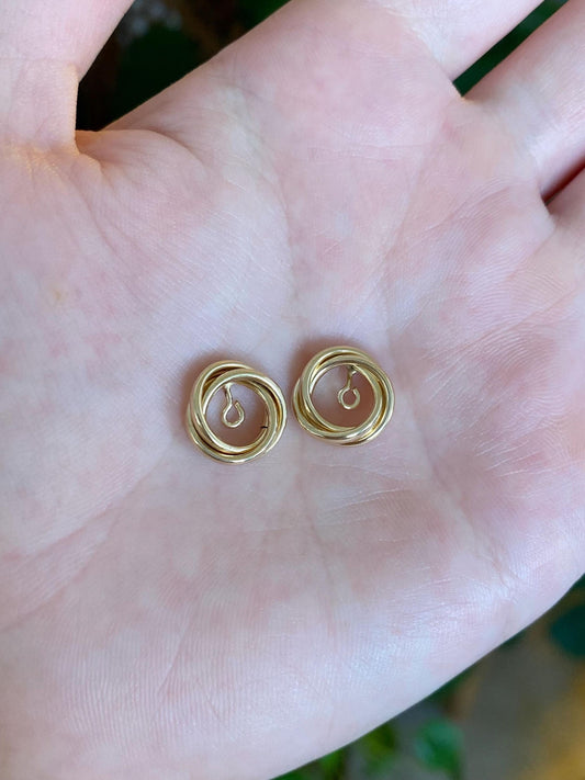 Vintage 14k Yellow Gold Knot Earring Jackets