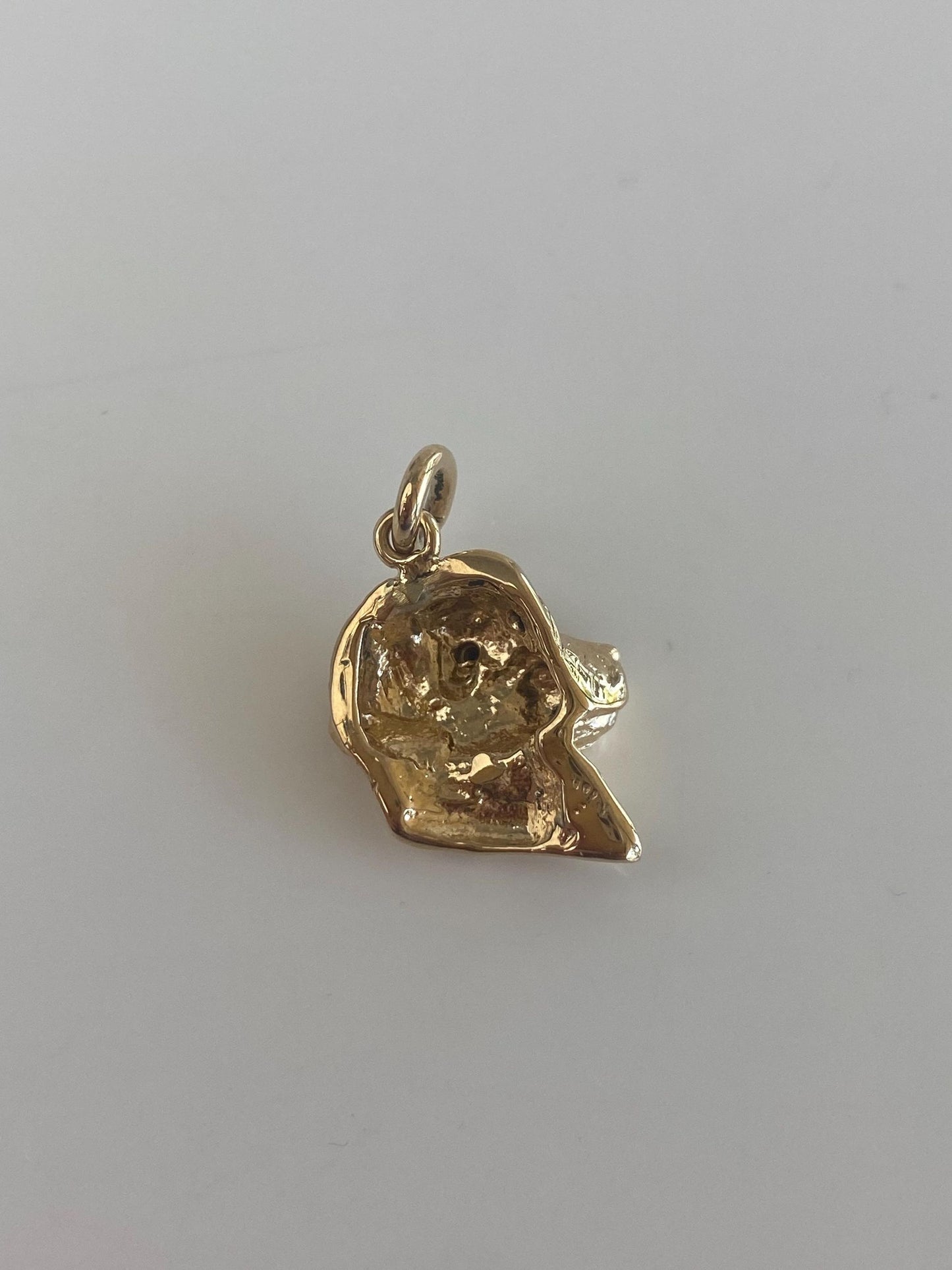Vintage Solid 14k Yellow Gold Blue Sapphire Eyes Labrador Dog Charm