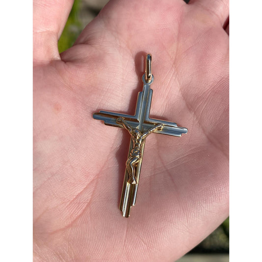 Vintage Solid 14k Yellow Gold Crucifix Cross Charm