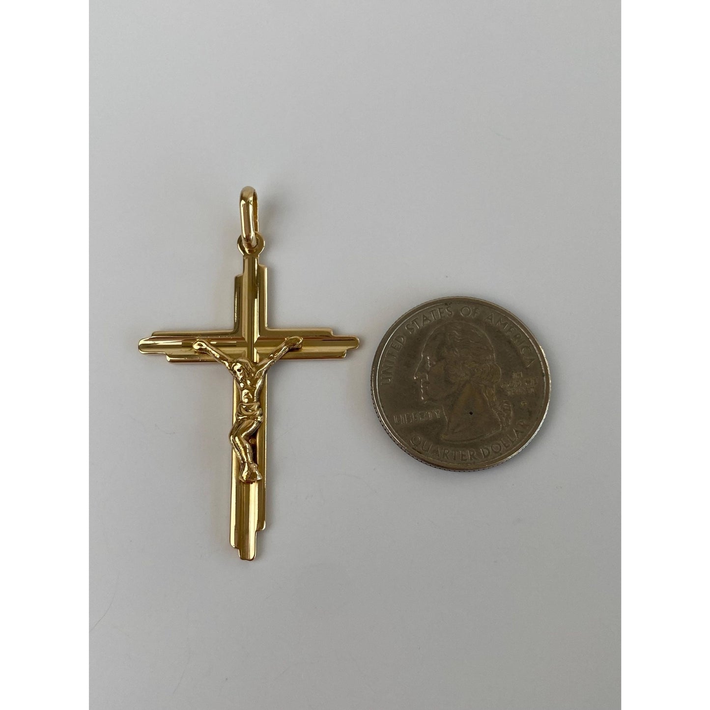 Vintage Solid 14k Yellow Gold Crucifix Cross Charm