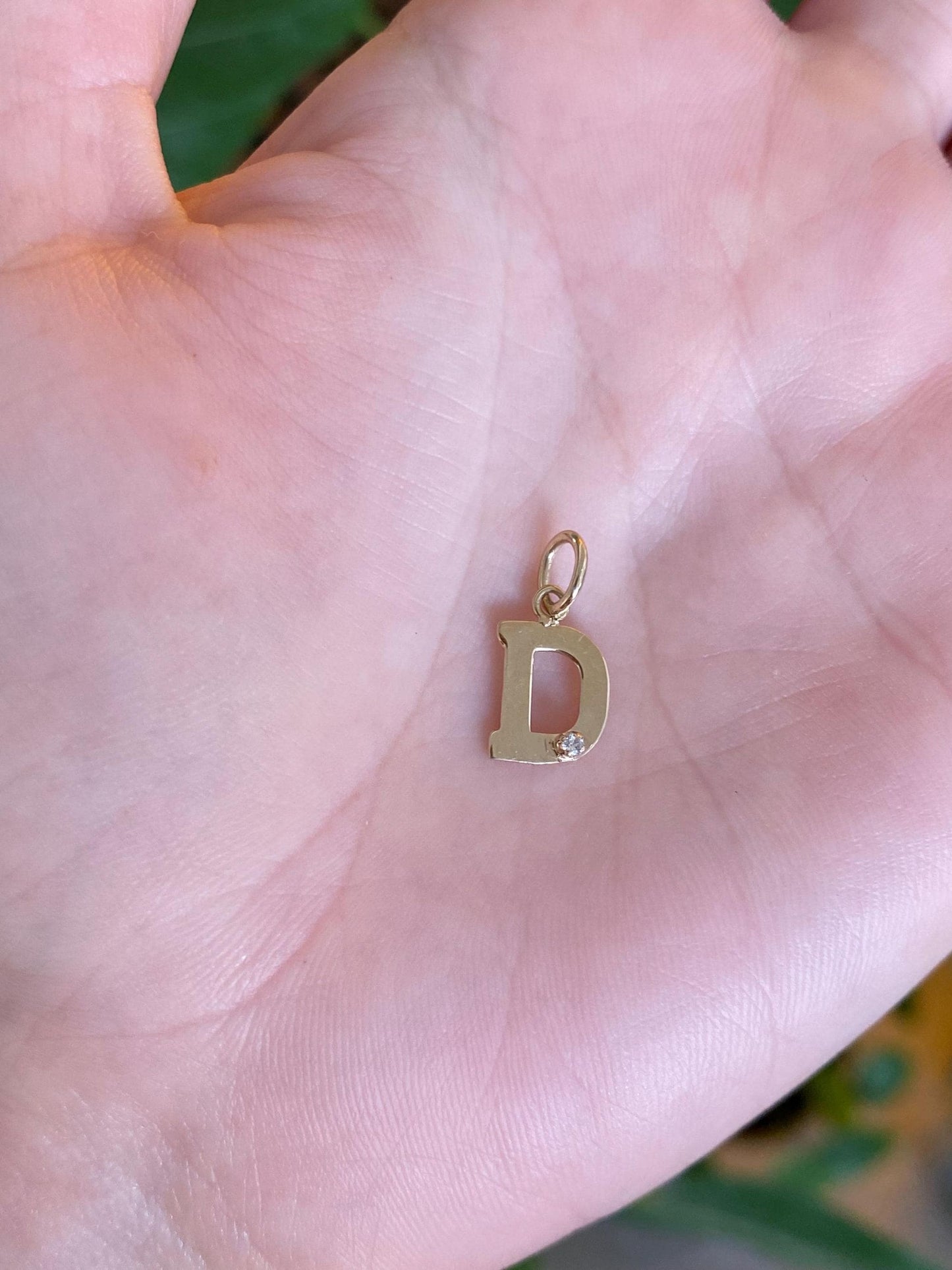 Vintage Solid 14k Yellow Gold Diamond Initial 'D' Charm