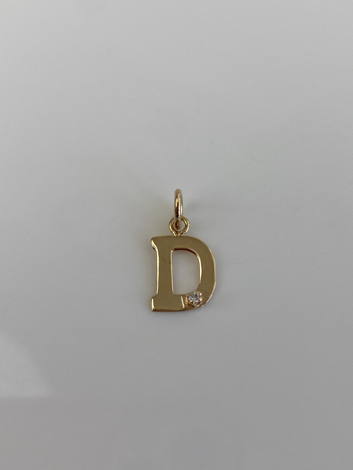 Vintage Solid 14k Yellow Gold Diamond Initial 'D' Charm