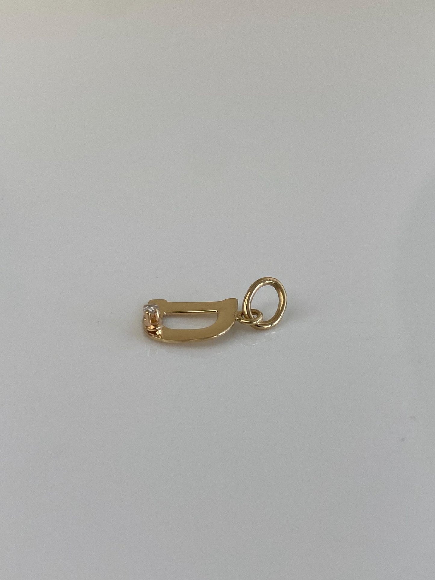 Vintage Solid 14k Yellow Gold Diamond Initial 'D' Charm
