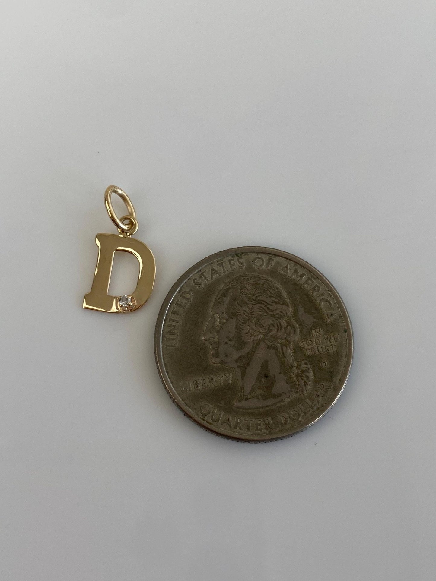 Vintage Solid 14k Yellow Gold Diamond Initial 'D' Charm