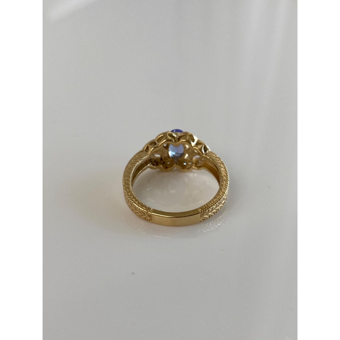 Solid 14k Yellow Gold Diamond Tanzanite Ring - Size 6