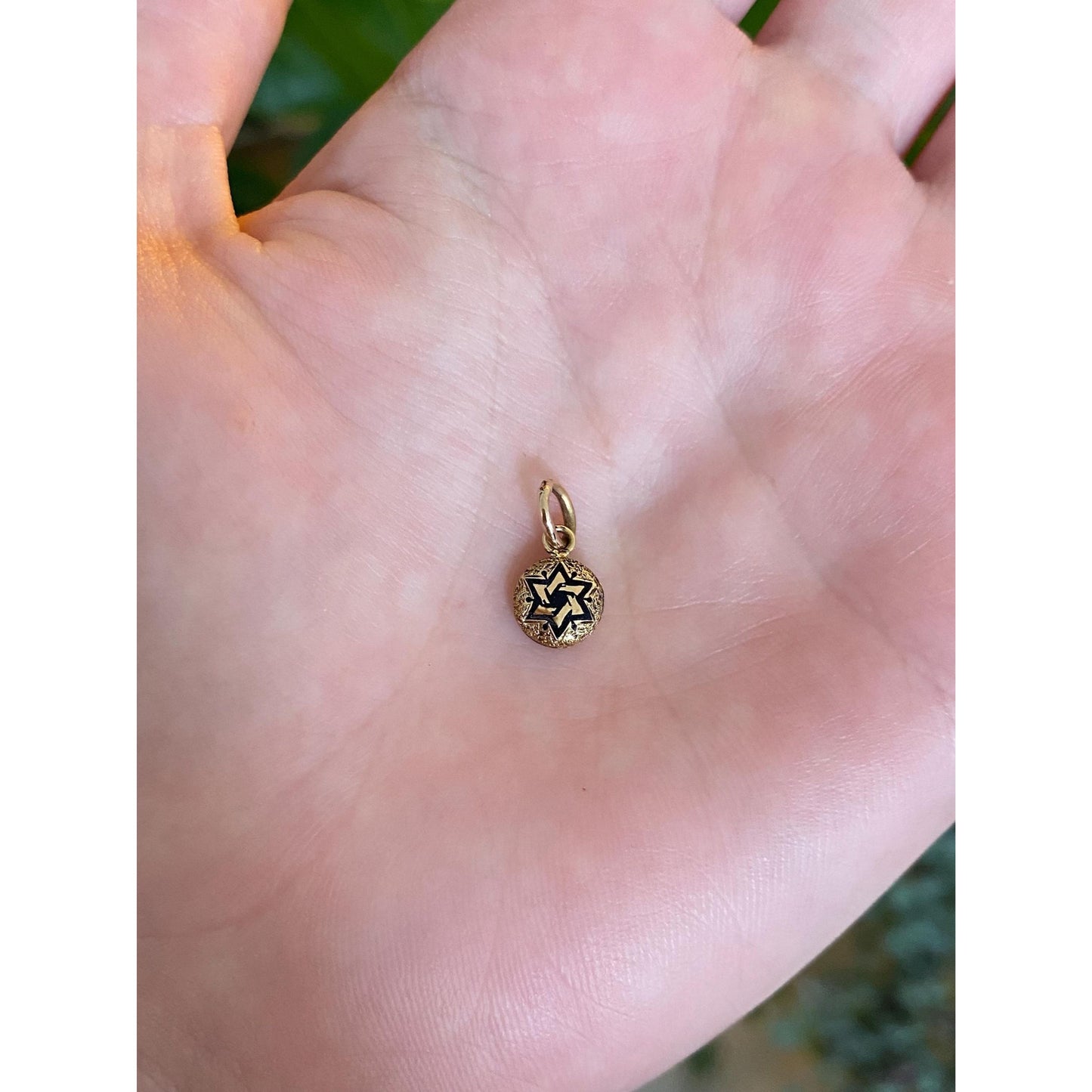 Vintage Solid 14k Yellow Gold Enamel Star Design Cufflink Conversion Charm