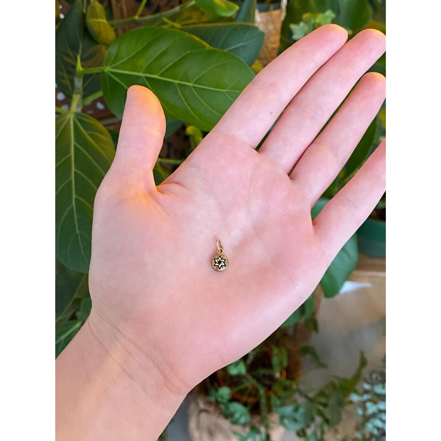 Vintage Solid 14k Yellow Gold Enamel Star Design Cufflink Conversion Charm