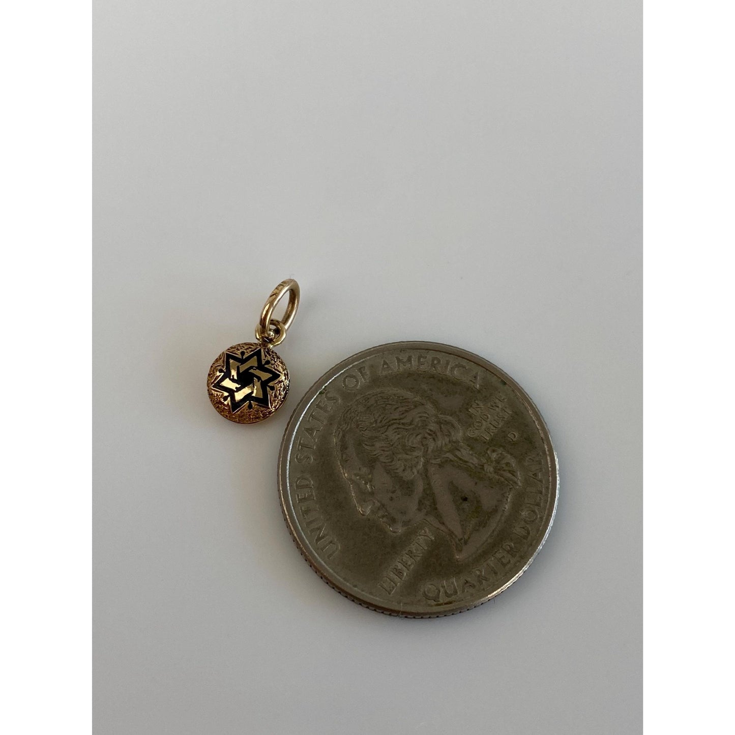 Vintage Solid 14k Yellow Gold Enamel Star Design Cufflink Conversion Charm