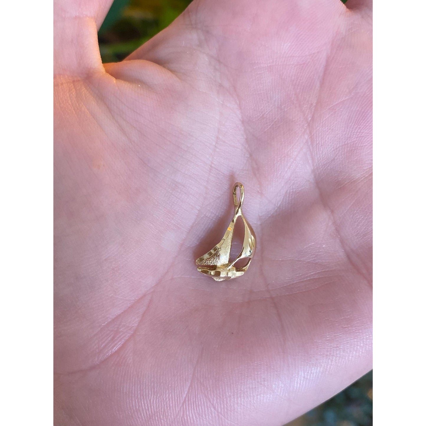 Solid 14k Yellow Gold Sailboat Charm