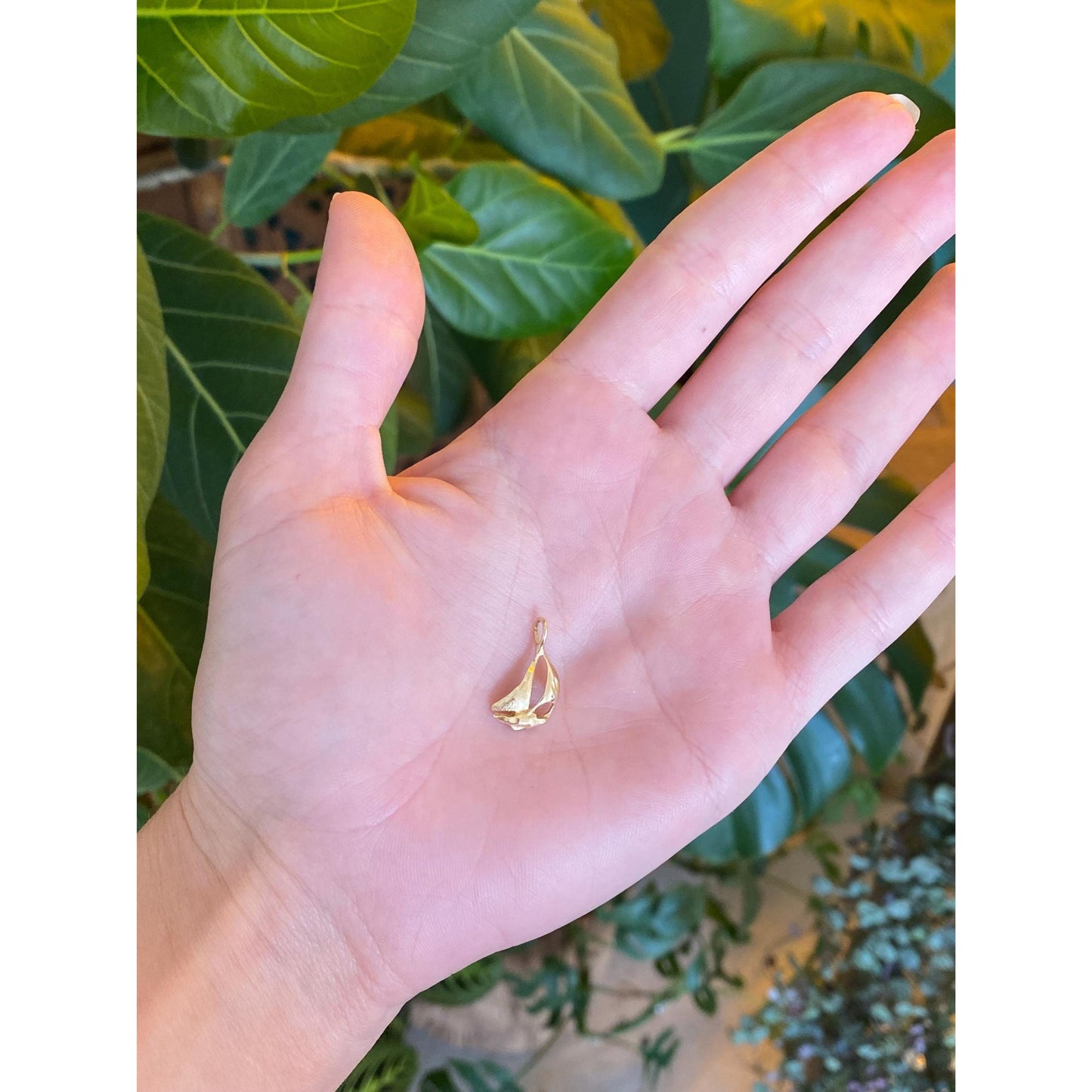 Solid 14k Yellow Gold Sailboat Charm
