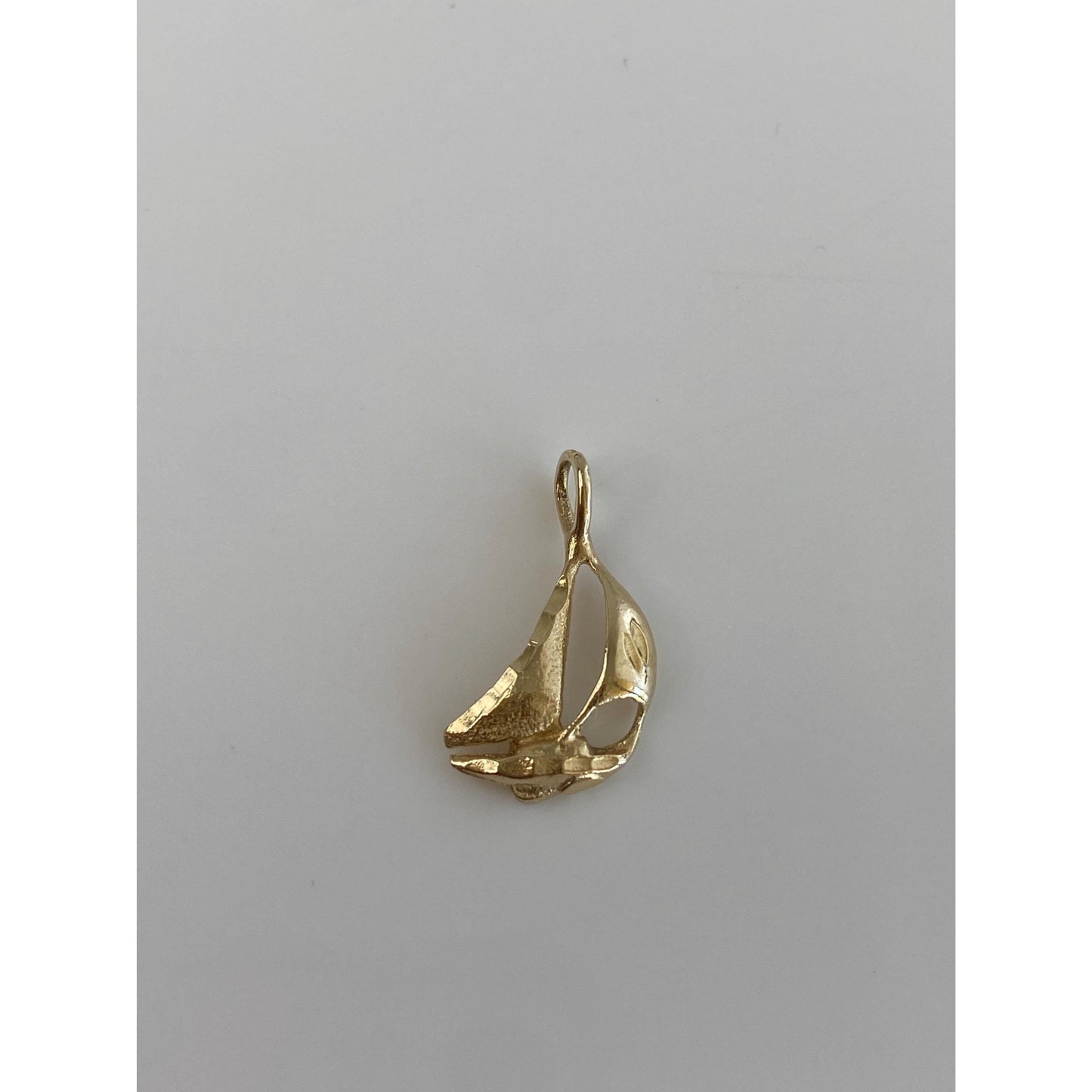 Solid 14k Yellow Gold Sailboat Charm