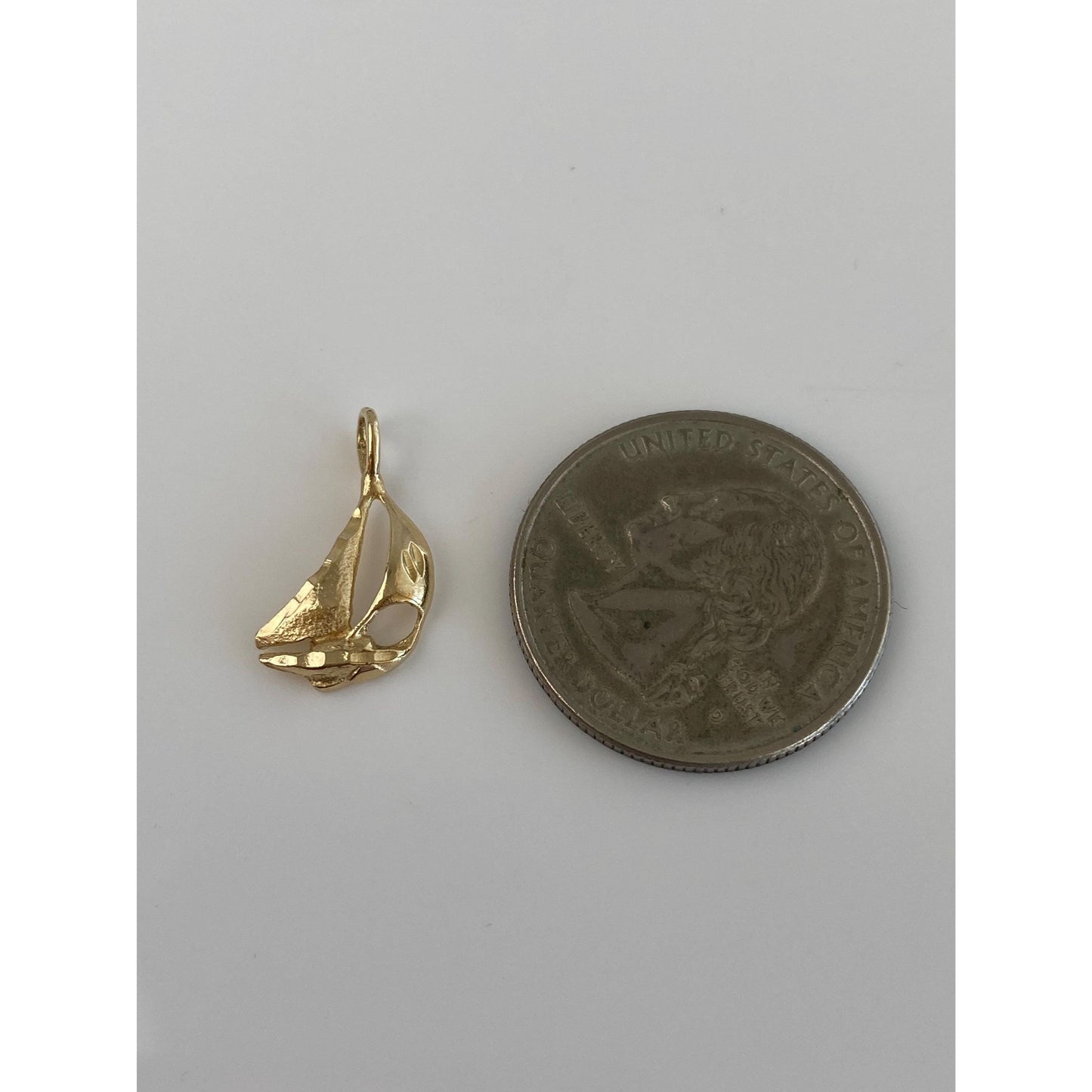 Solid 14k Yellow Gold Sailboat Charm