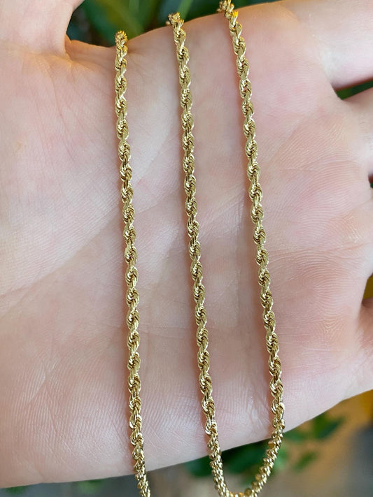 Vintage Solid 14k Yellow Gold Rope Chain Necklace - 18.5 inches