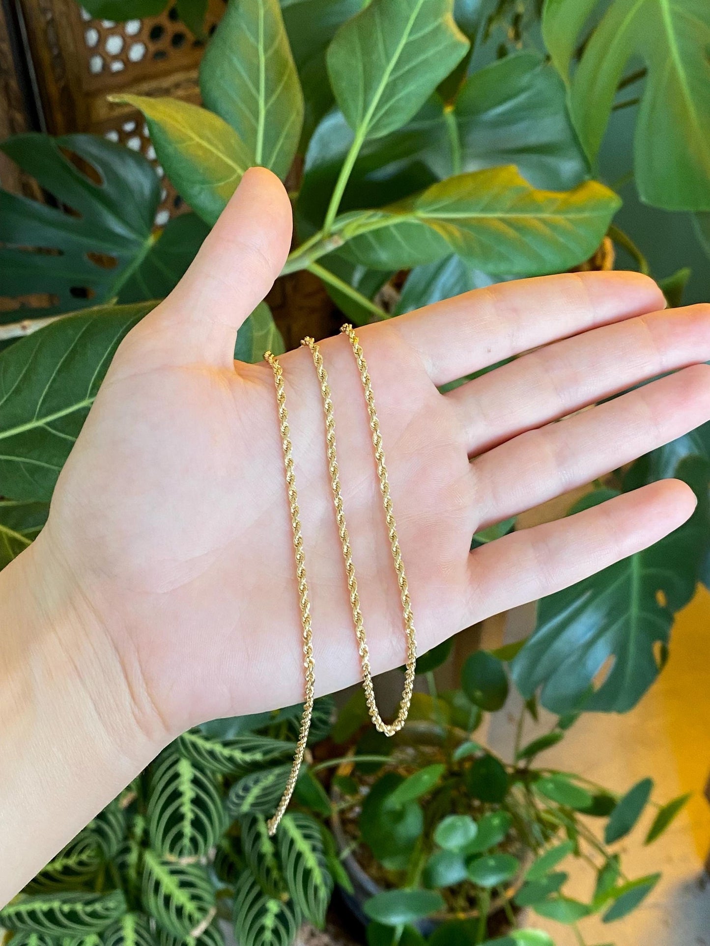 Vintage Solid 14k Yellow Gold Rope Chain Necklace - 18.5 inches
