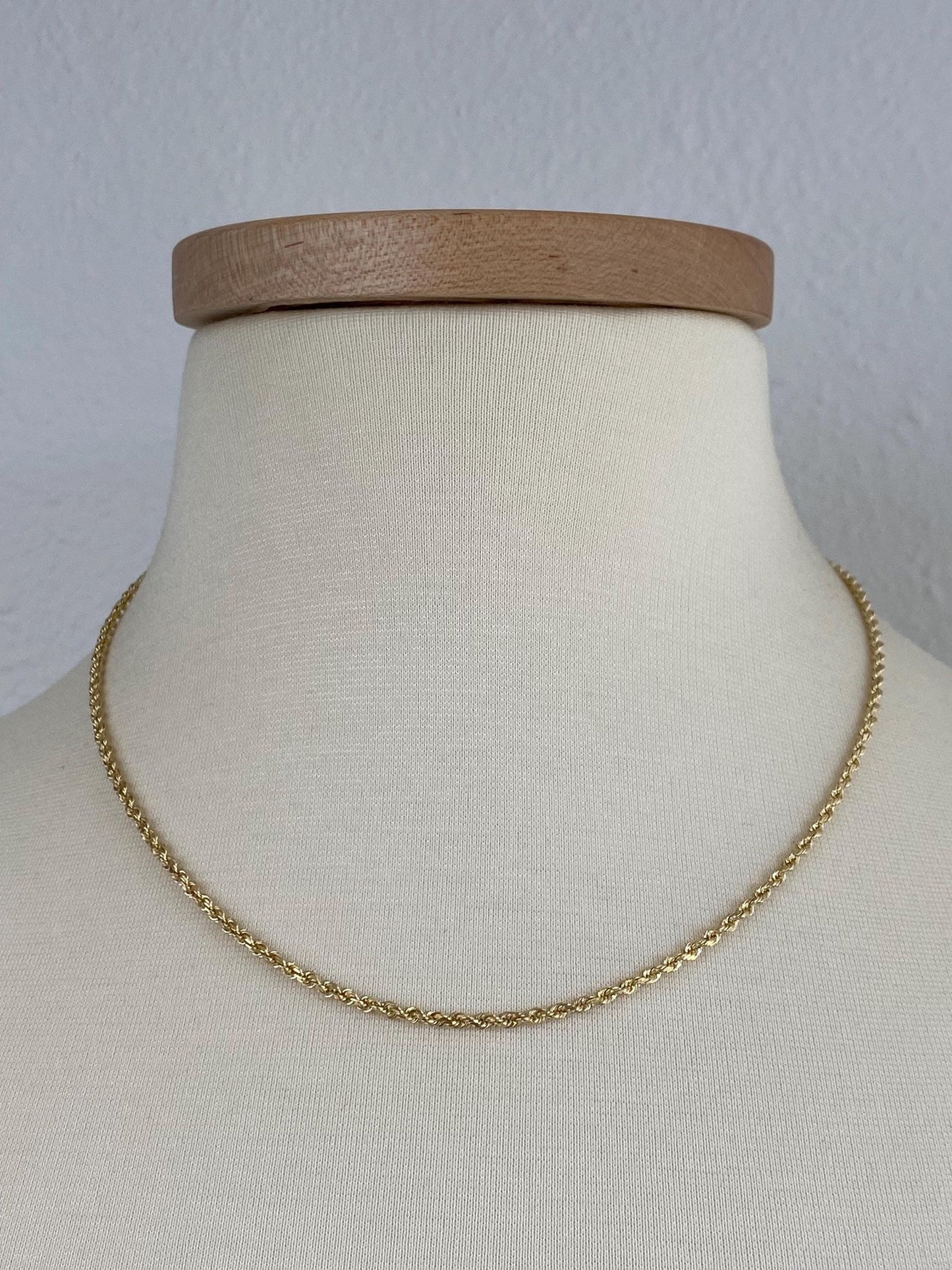Vintage Solid 14k Yellow Gold Rope Chain Necklace - 18.5 inches