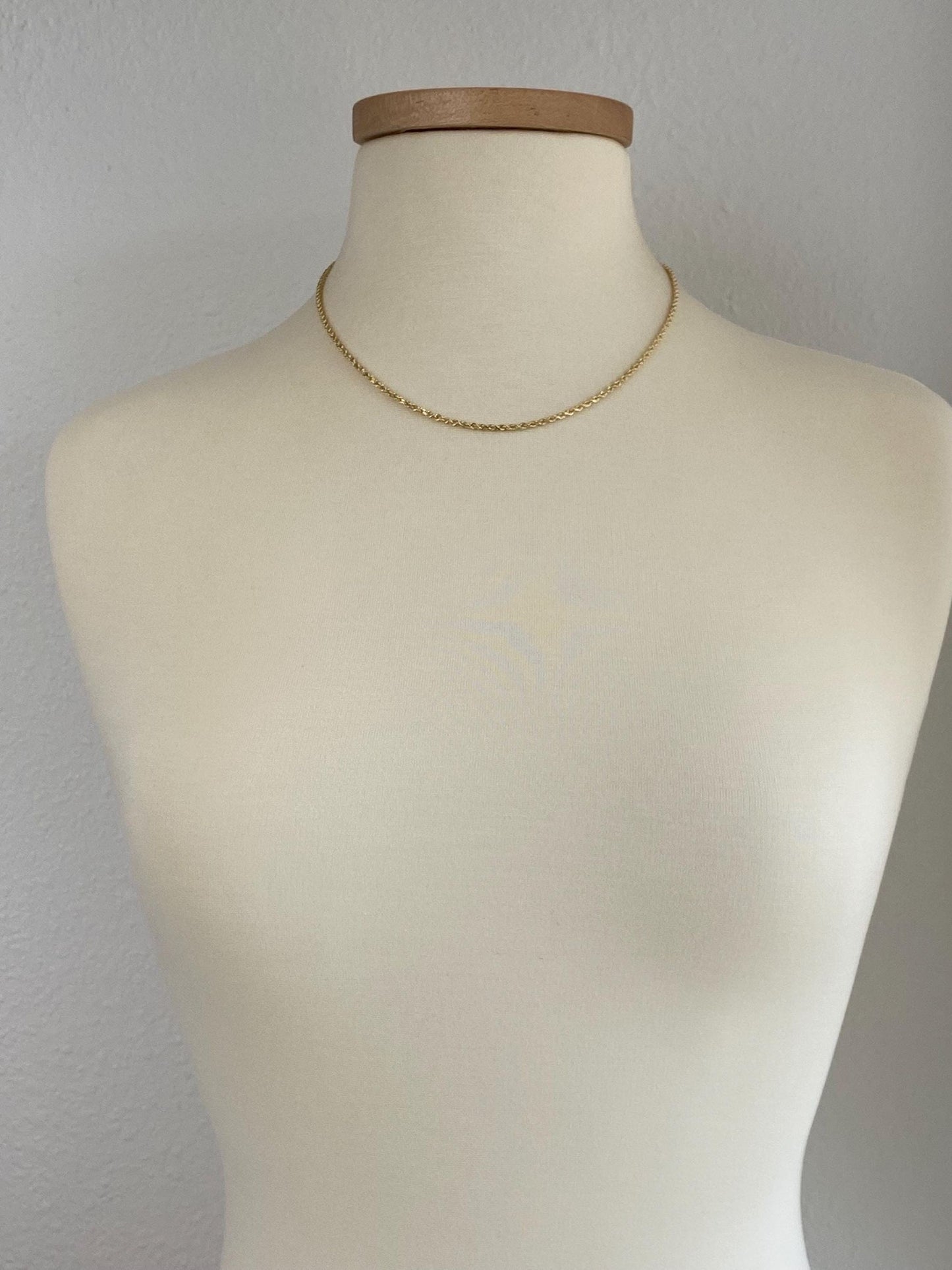 Vintage Solid 14k Yellow Gold Rope Chain Necklace - 18.5 inches