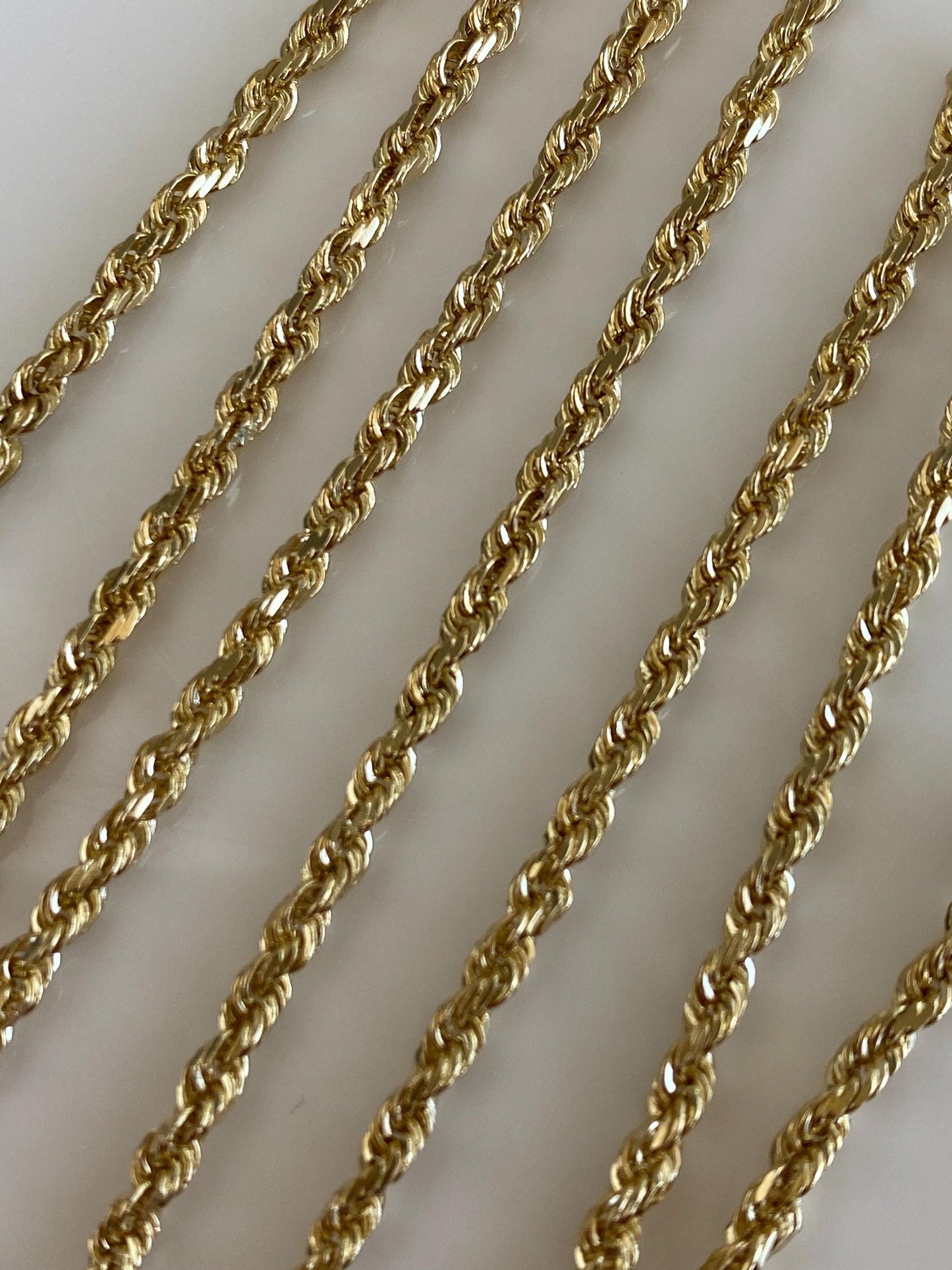 Vintage Solid 14k Yellow Gold Rope Chain Necklace - 18.5 inches