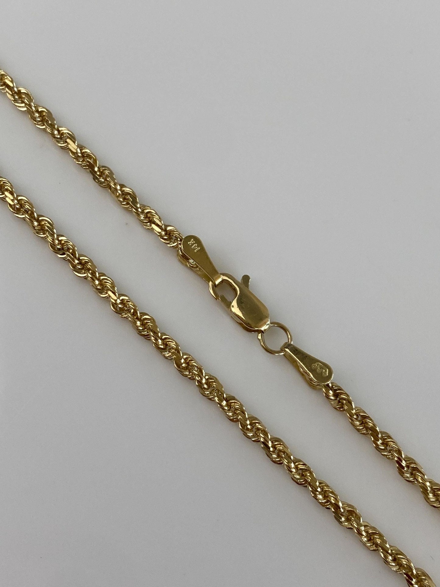 Vintage Solid 14k Yellow Gold Rope Chain Necklace - 18.5 inches