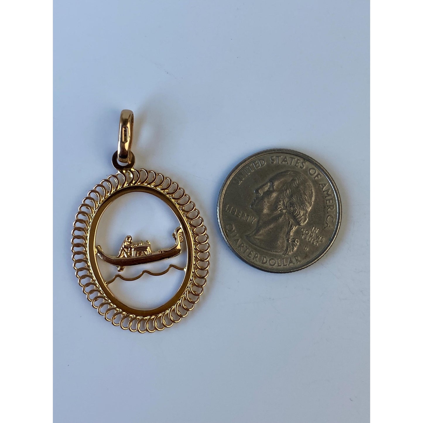 Vintage Solid 18k Yellow Gold Gondola Boat Charm