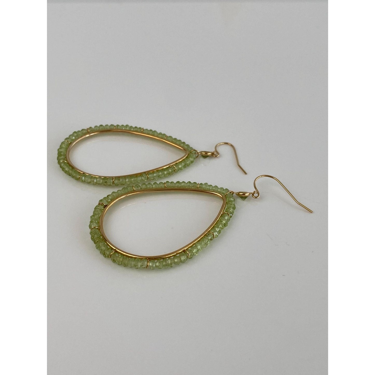 Solid 14k Yellow Gold Peridot Drop Dangle Earrings