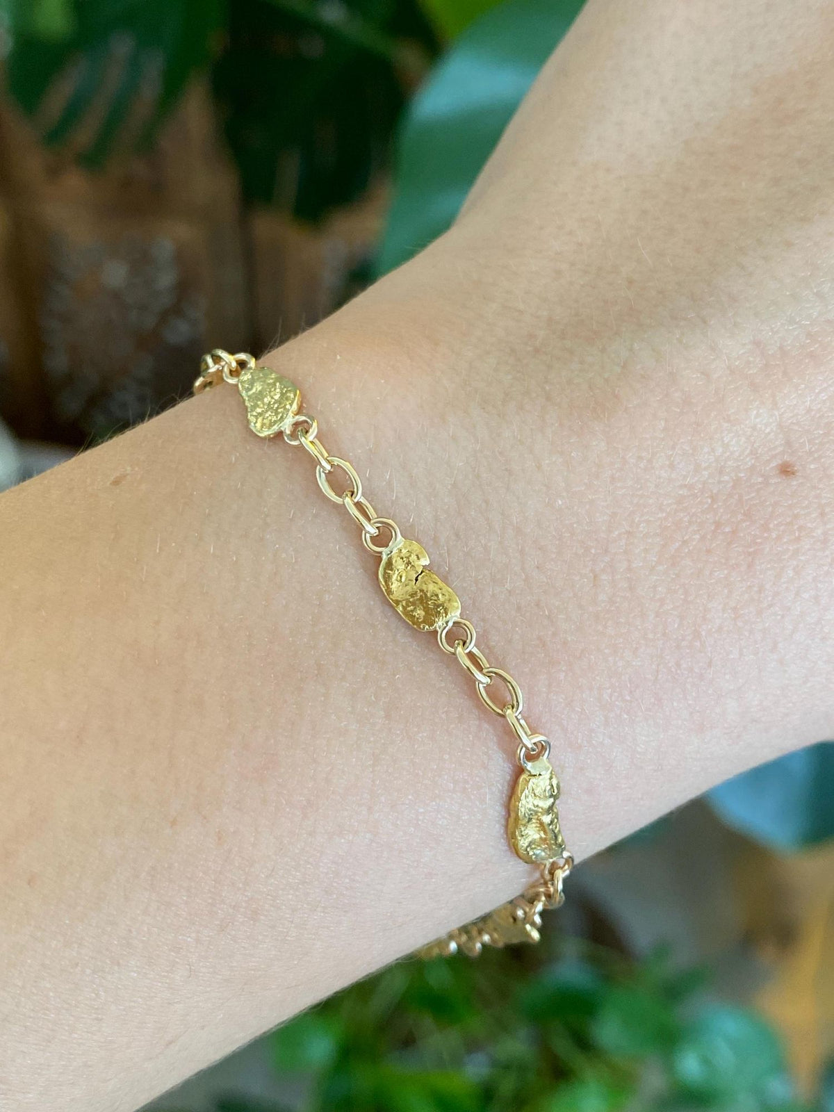 Vintage Solid 22k Yellow Gold Nuggets & Solid 14k Yellow Gold Links Bracelet - 7.25 inches