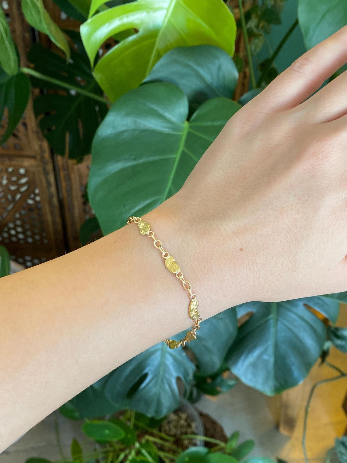 Vintage Solid 22k Yellow Gold Nuggets & Solid 14k Yellow Gold Links Bracelet - 7.25 inches