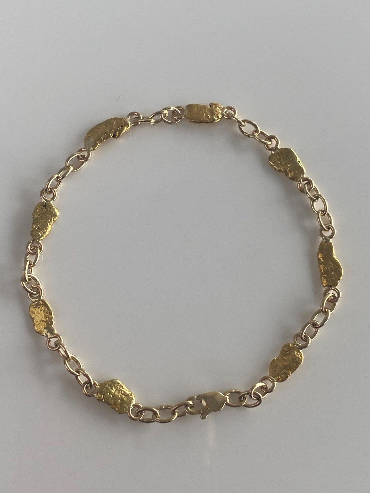 Vintage Solid 22k Yellow Gold Nuggets & Solid 14k Yellow Gold Links Bracelet - 7.25 inches