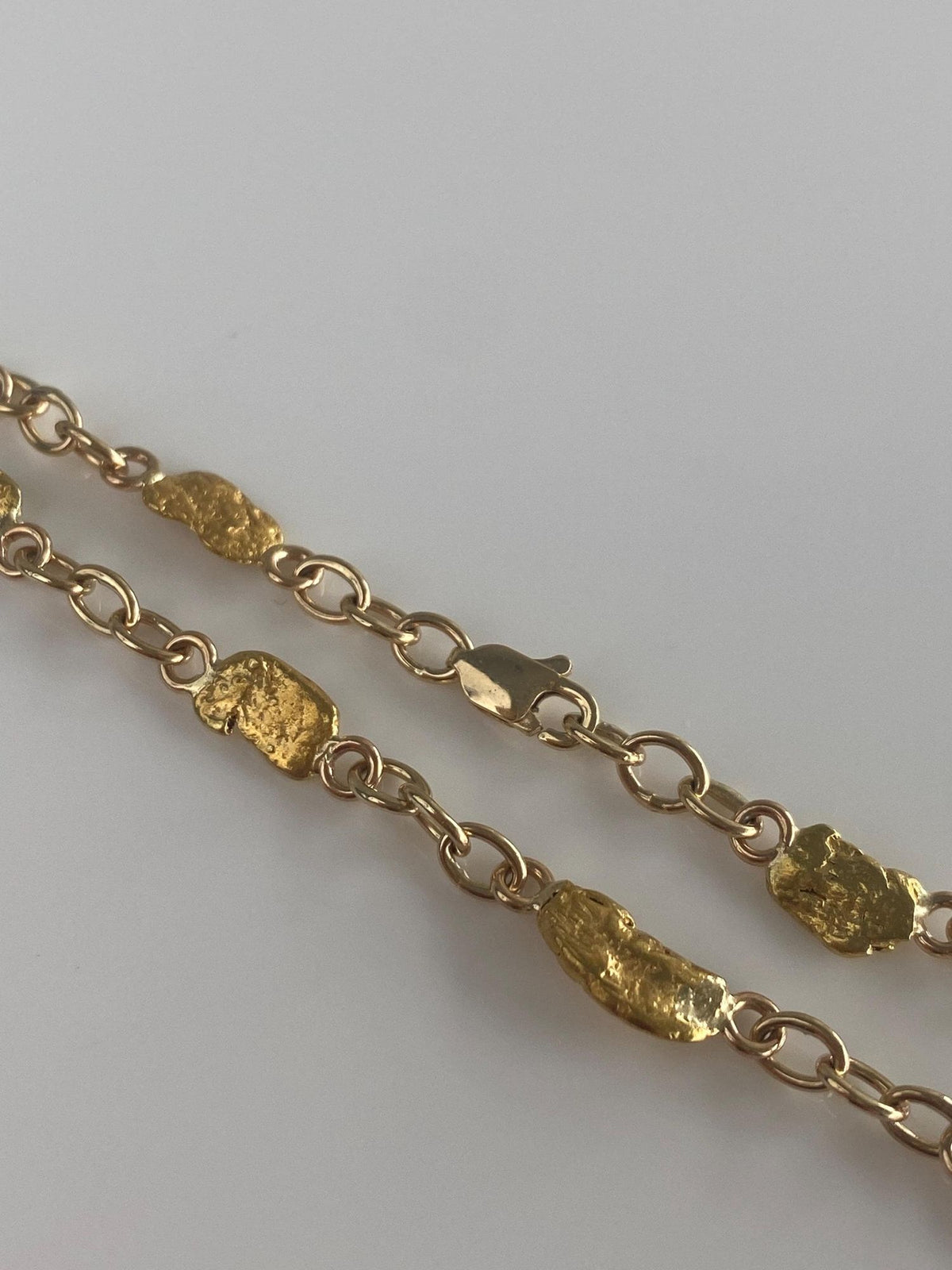 Vintage Solid 22k Yellow Gold Nuggets & Solid 14k Yellow Gold Links Bracelet - 7.25 inches