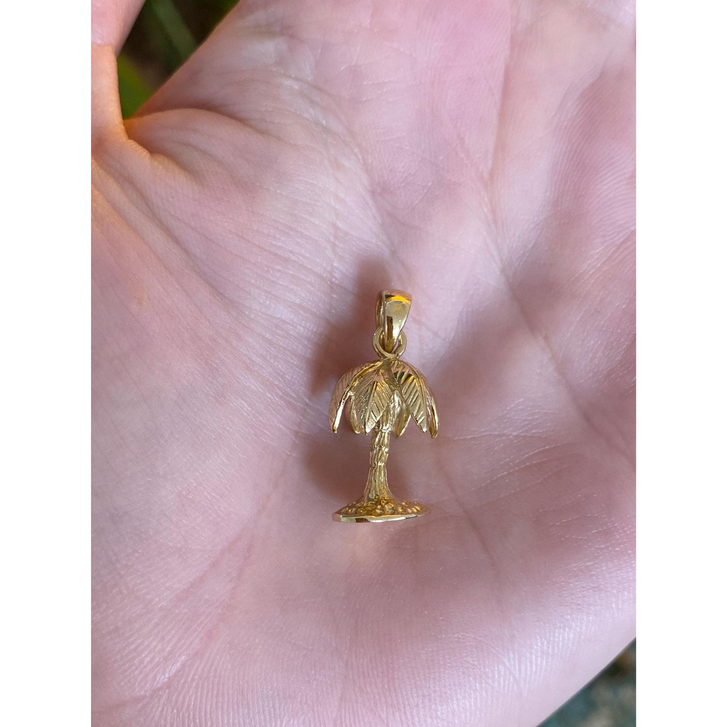 Vintage Solid 14k Yellow Gold Palm Tree Charm