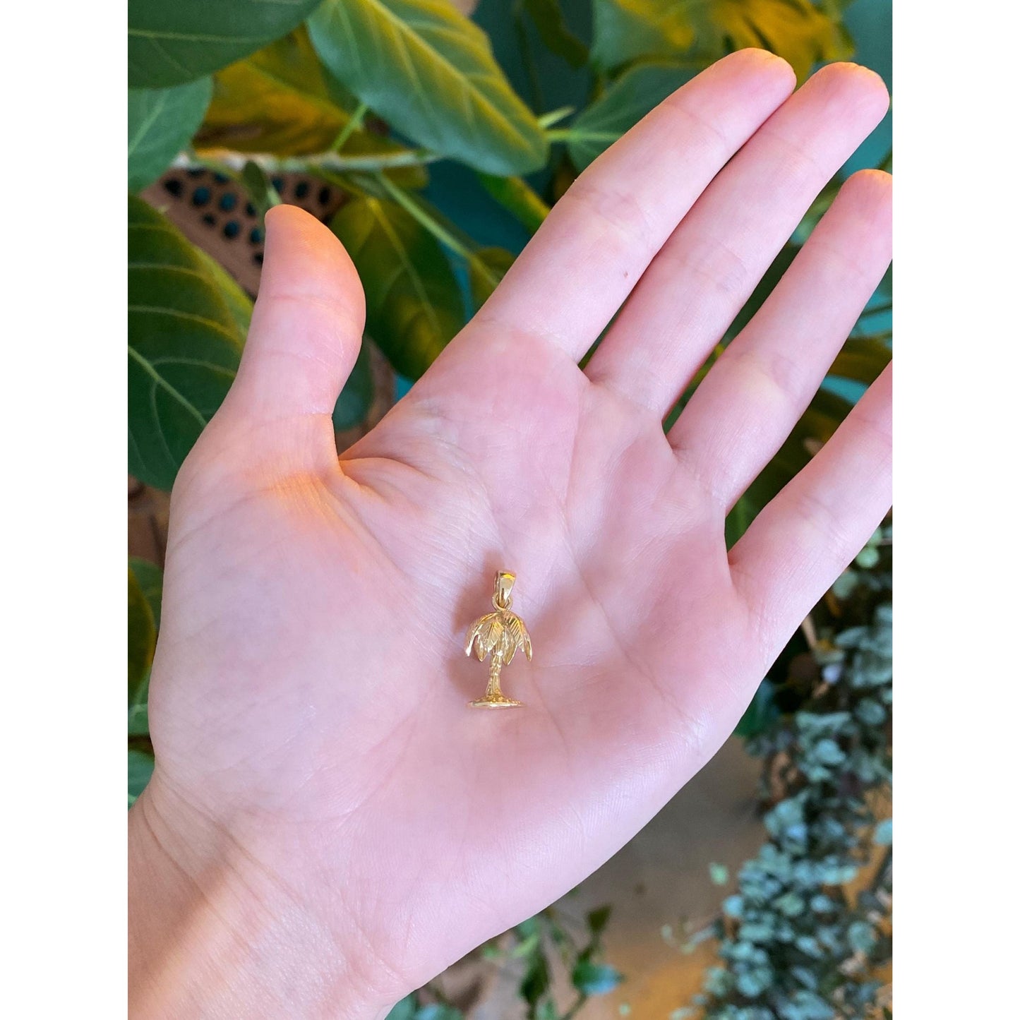 Vintage Solid 14k Yellow Gold Palm Tree Charm