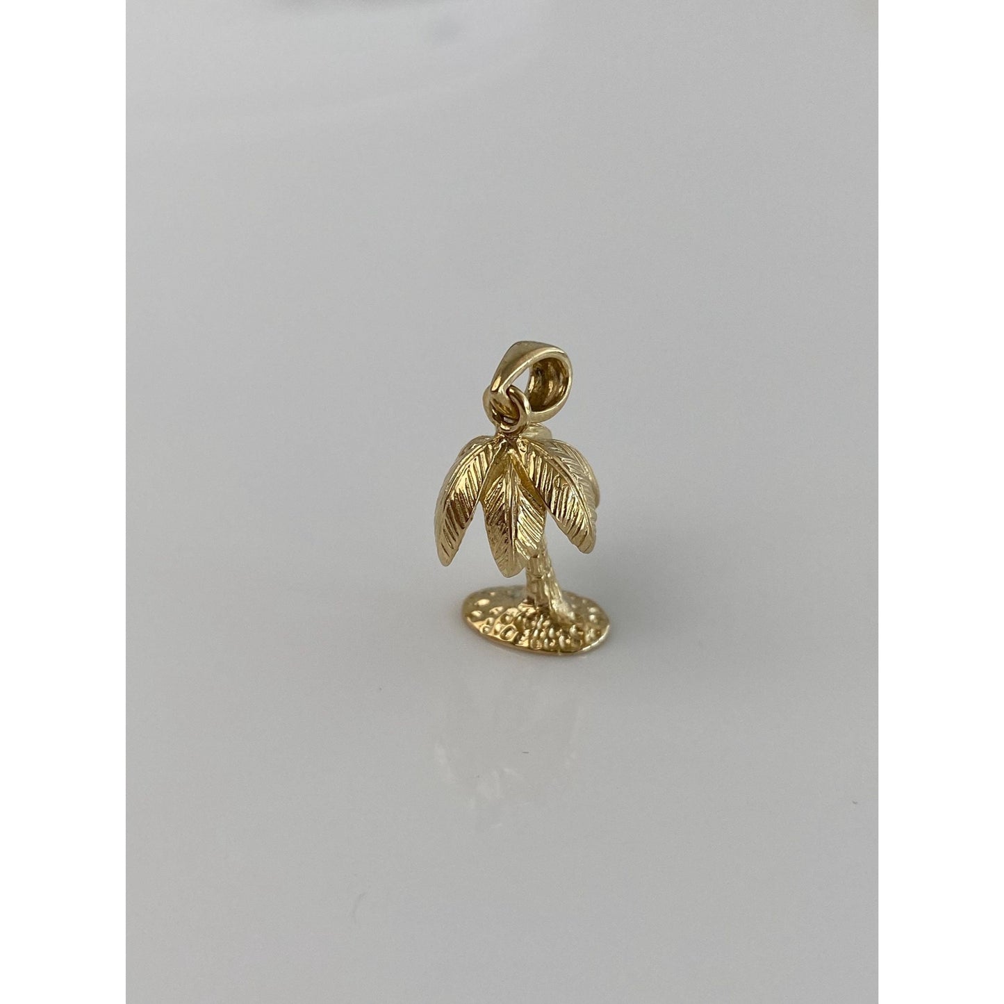 Vintage Solid 14k Yellow Gold Palm Tree Charm