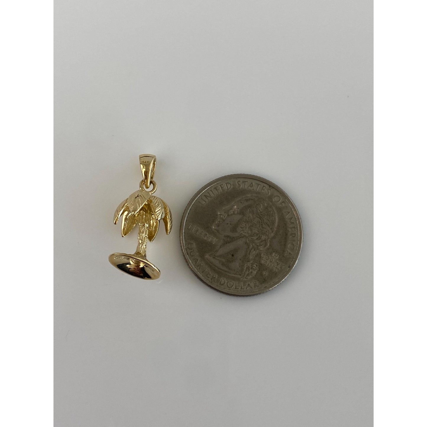Vintage Solid 14k Yellow Gold Palm Tree Charm