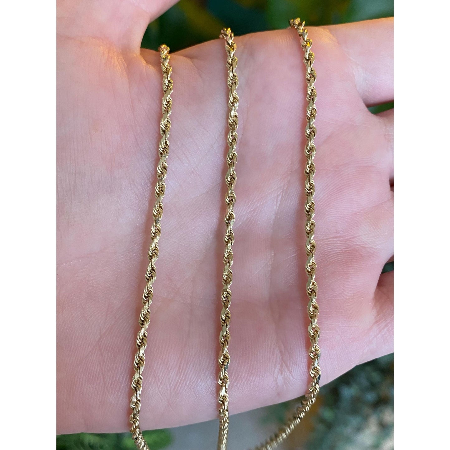 Vintage Solid 14k Yellow Gold Long Diamond Cut Rope Chain Necklace - 31 inches