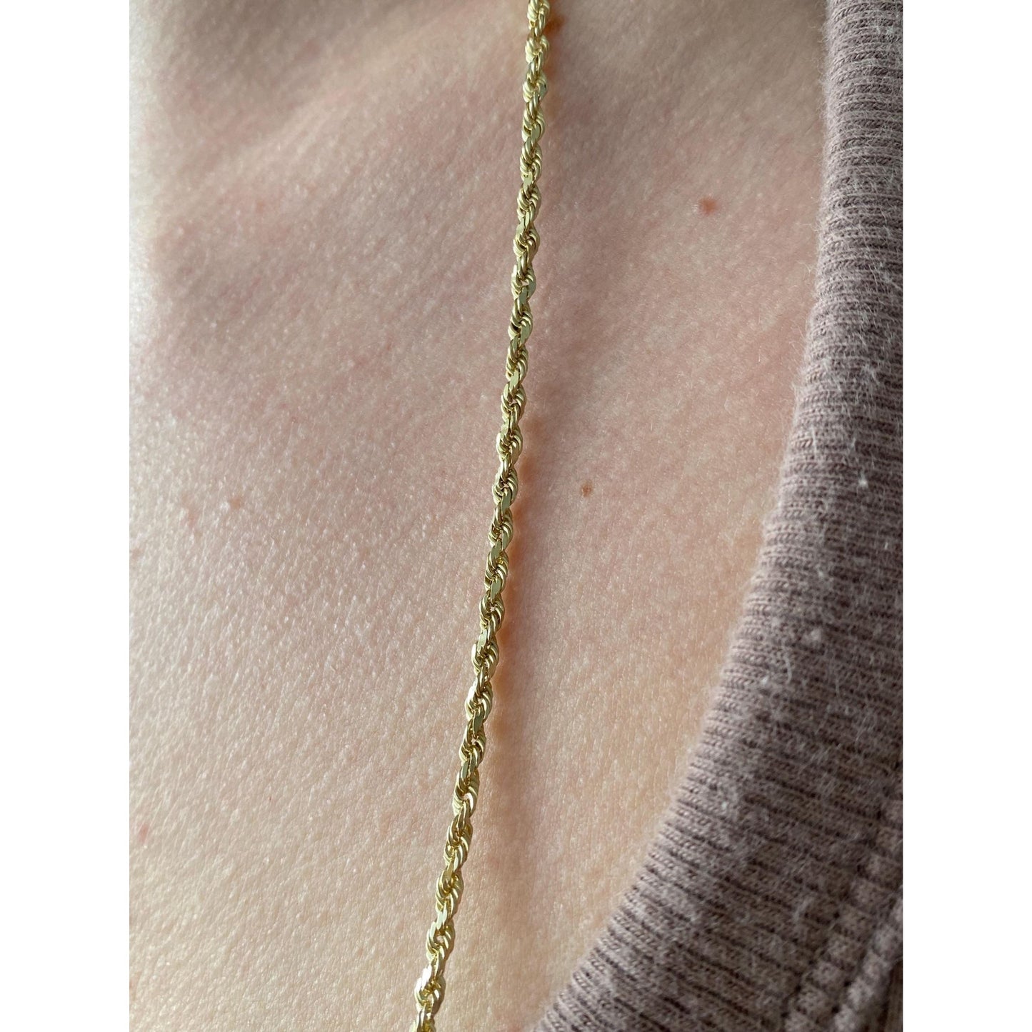 Vintage Solid 14k Yellow Gold Long Diamond Cut Rope Chain Necklace - 31 inches