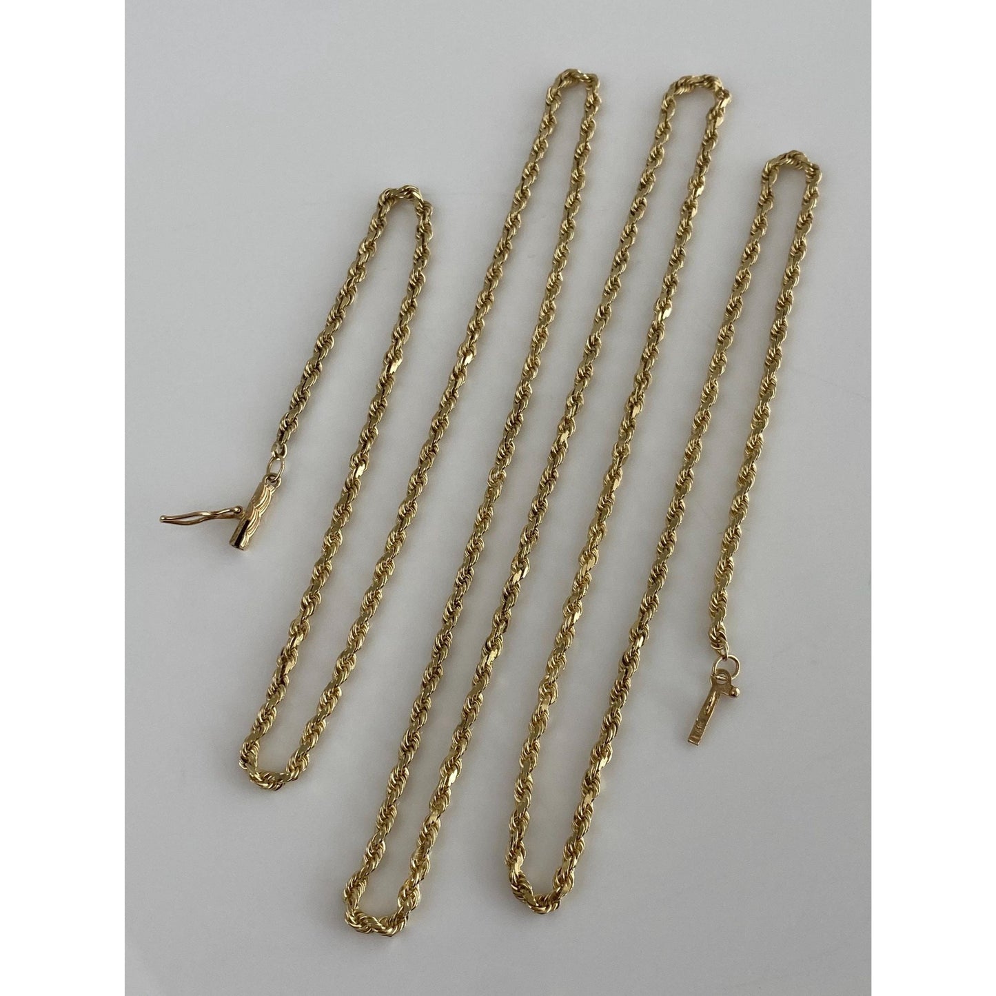 Vintage Solid 14k Yellow Gold Long Diamond Cut Rope Chain Necklace - 31 inches