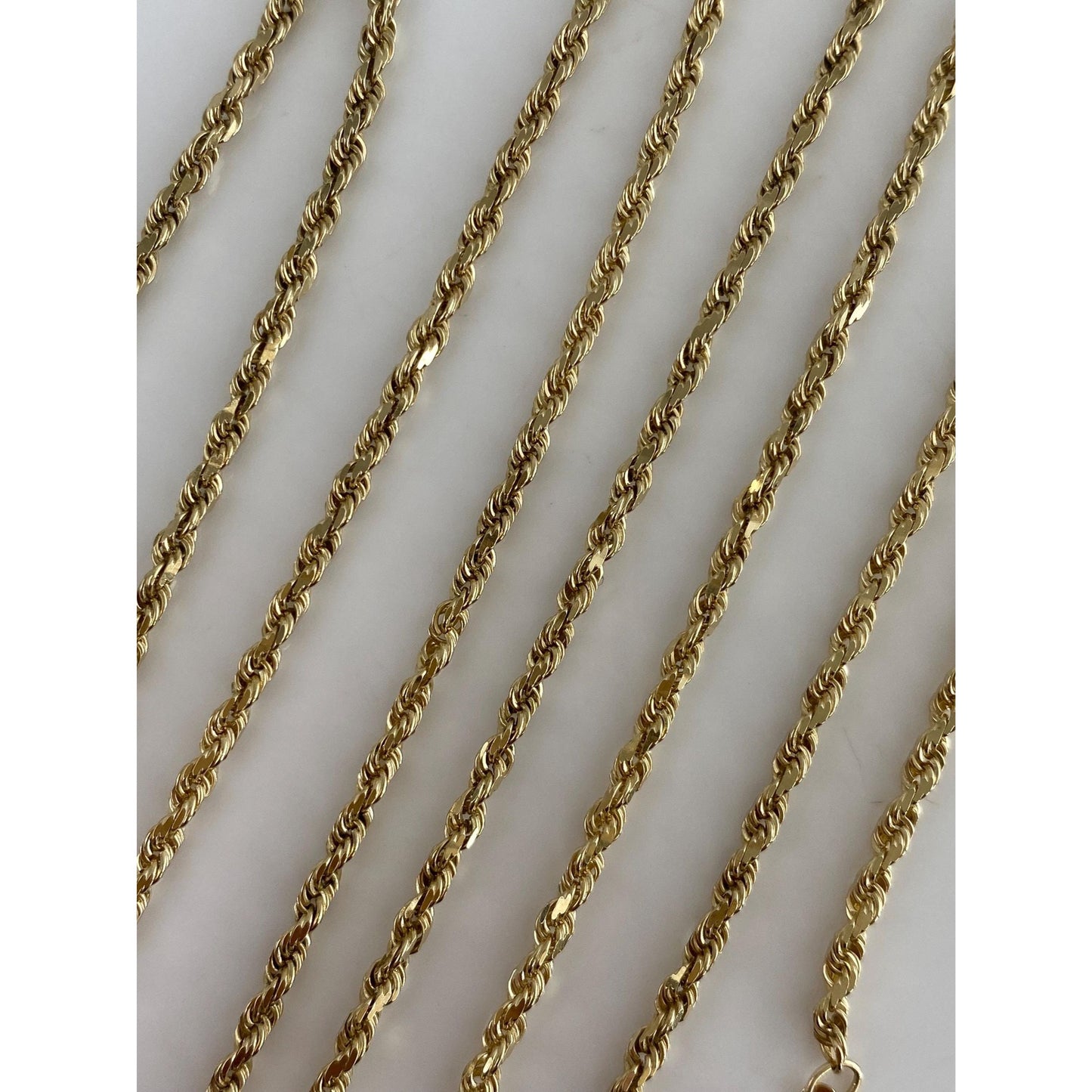 Vintage Solid 14k Yellow Gold Long Diamond Cut Rope Chain Necklace - 31 inches