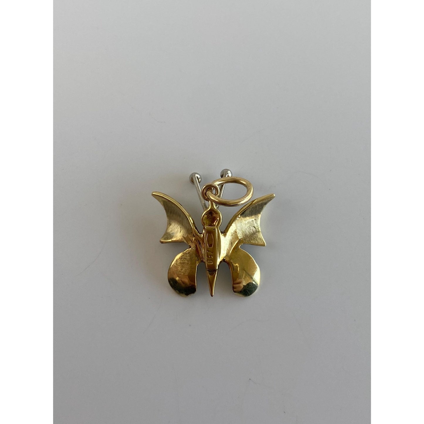 Vintage Solid 18k Yellow Gold Enamel Butterfly Charm