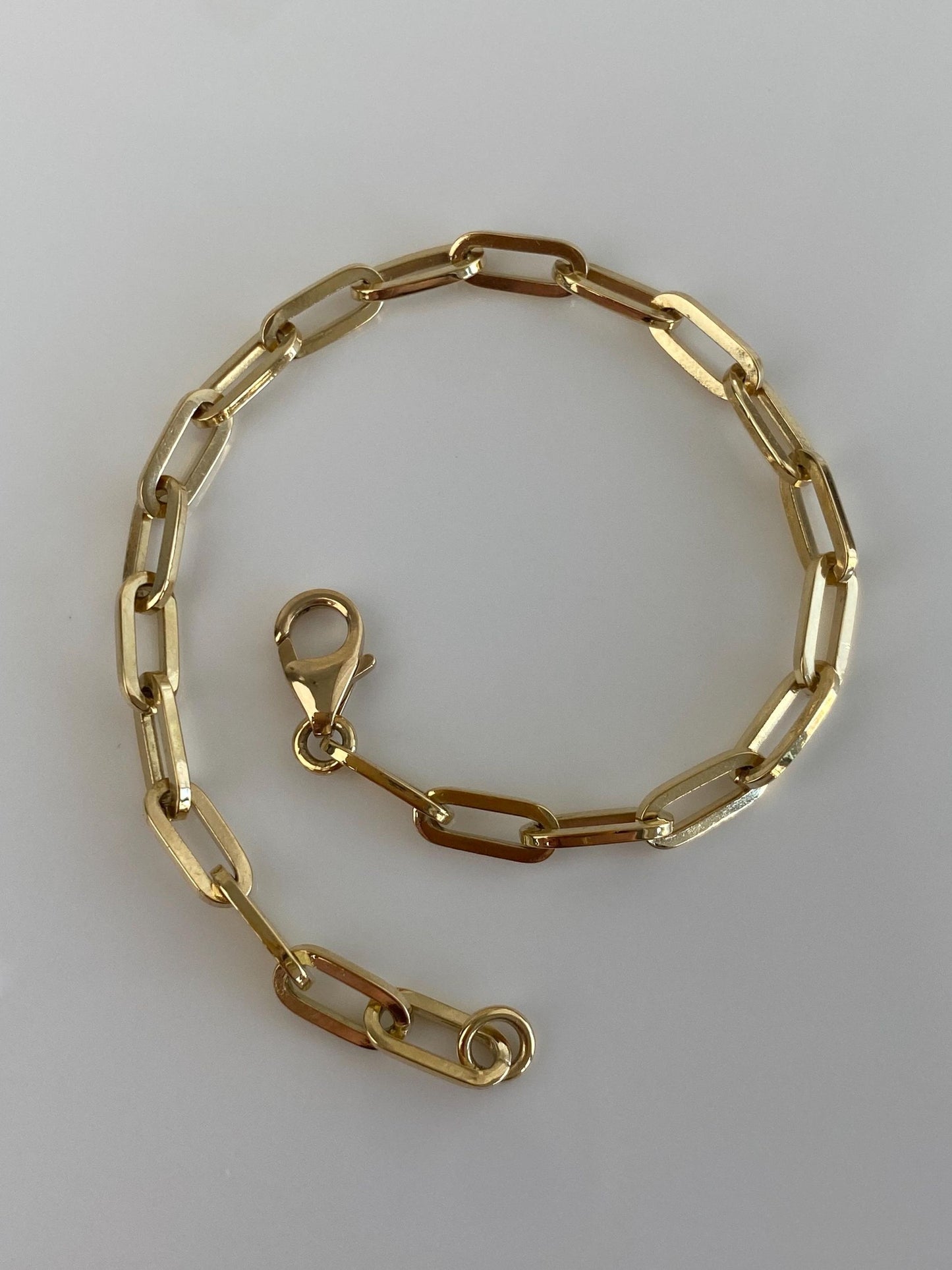 Vintage Solid 18k Yellow Gold Paperclip Link Chain Bracelet - 6.75 Inches