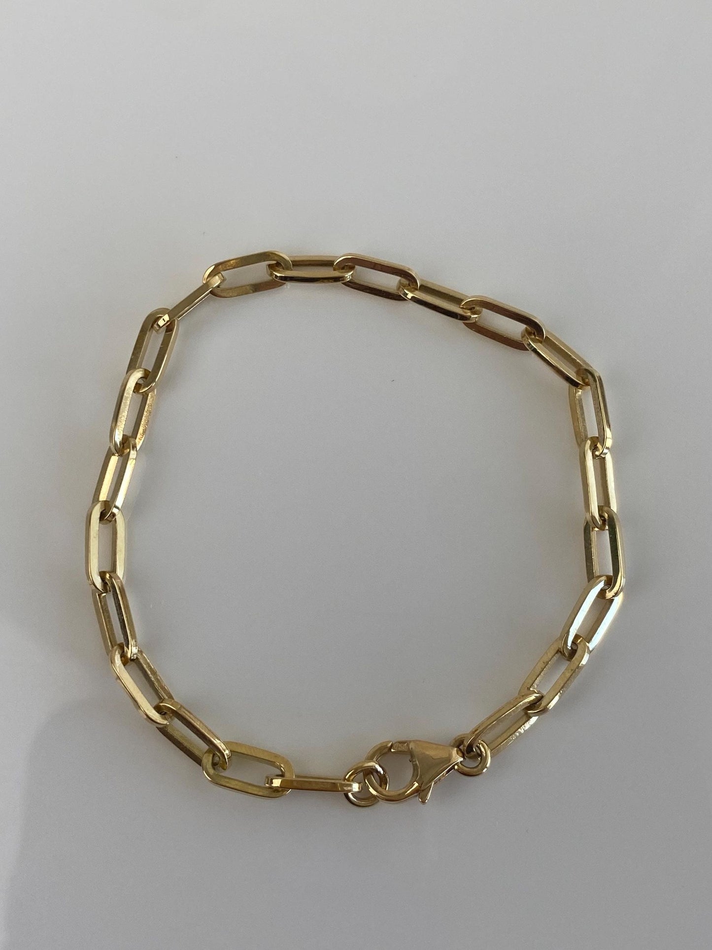 Vintage Solid 18k Yellow Gold Paperclip Link Chain Bracelet - 6.75 Inches