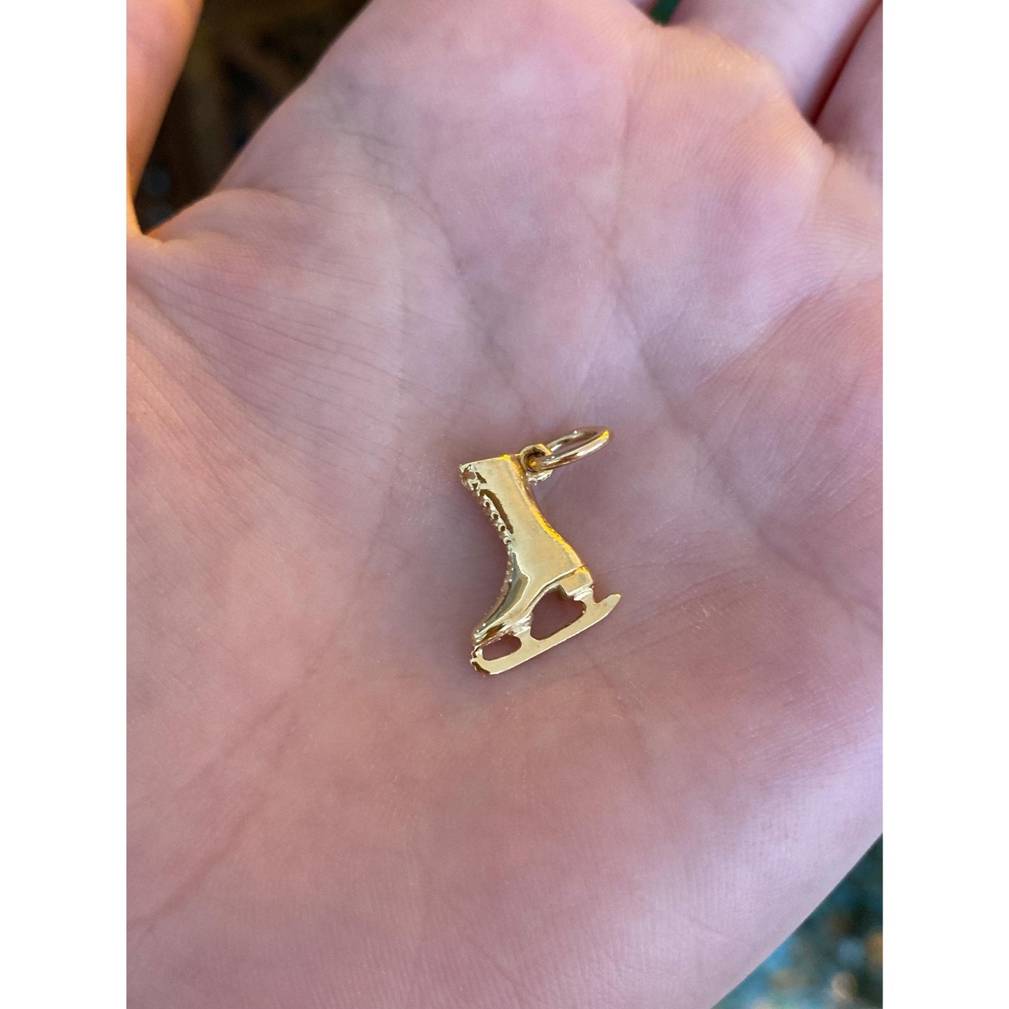 Vintage Solid 14k Yellow Gold Ice Skate Charm