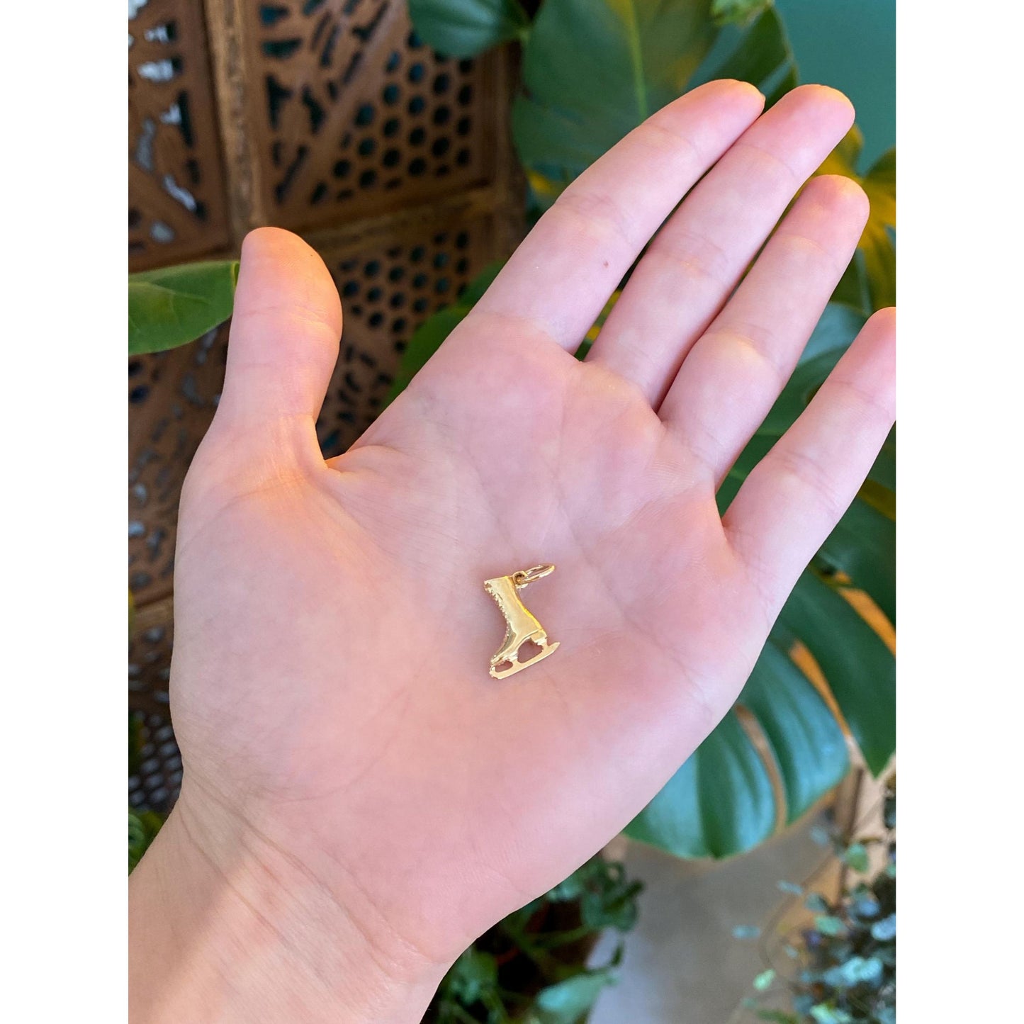 Vintage Solid 14k Yellow Gold Ice Skate Charm