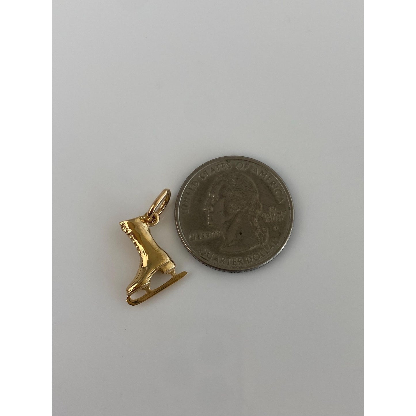 Vintage Solid 14k Yellow Gold Ice Skate Charm