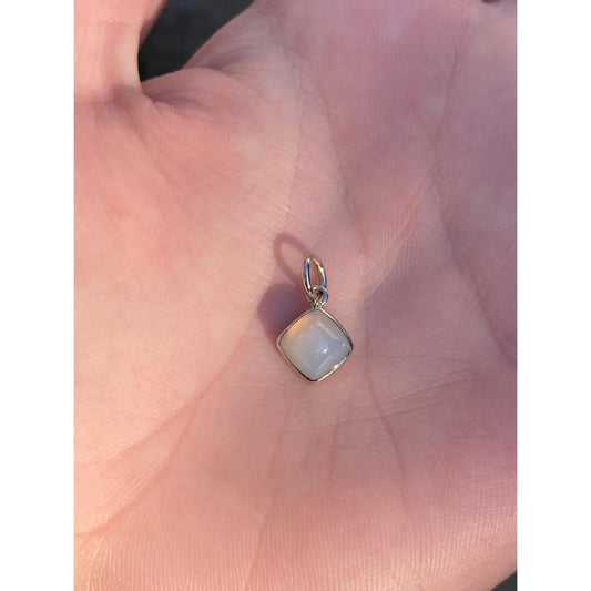 Vintage Solid 14k White Gold Opalite Little Charm