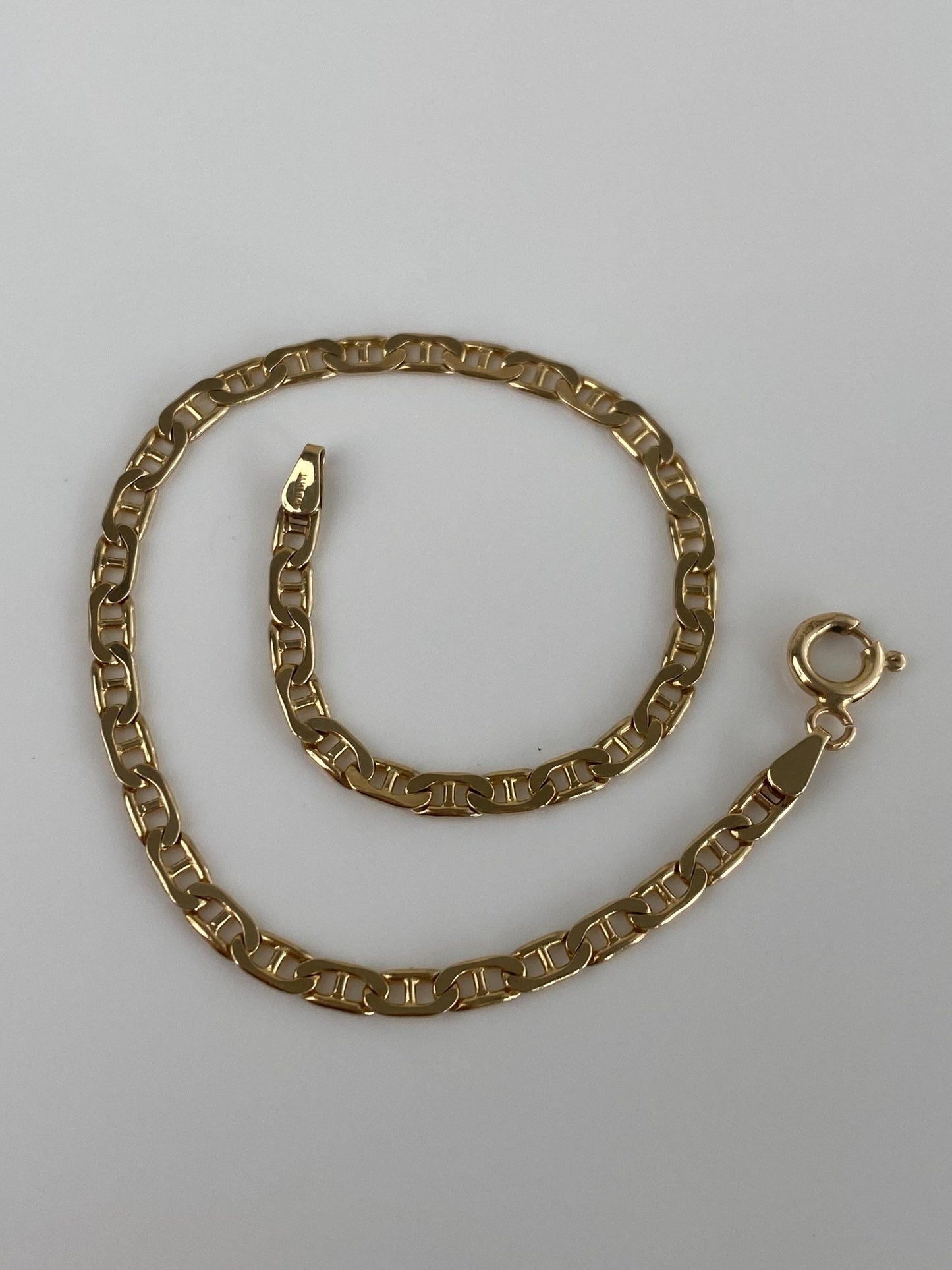 Vintage Solid 14k Yellow Gold Mariner Chain Bracelet - 7 inches