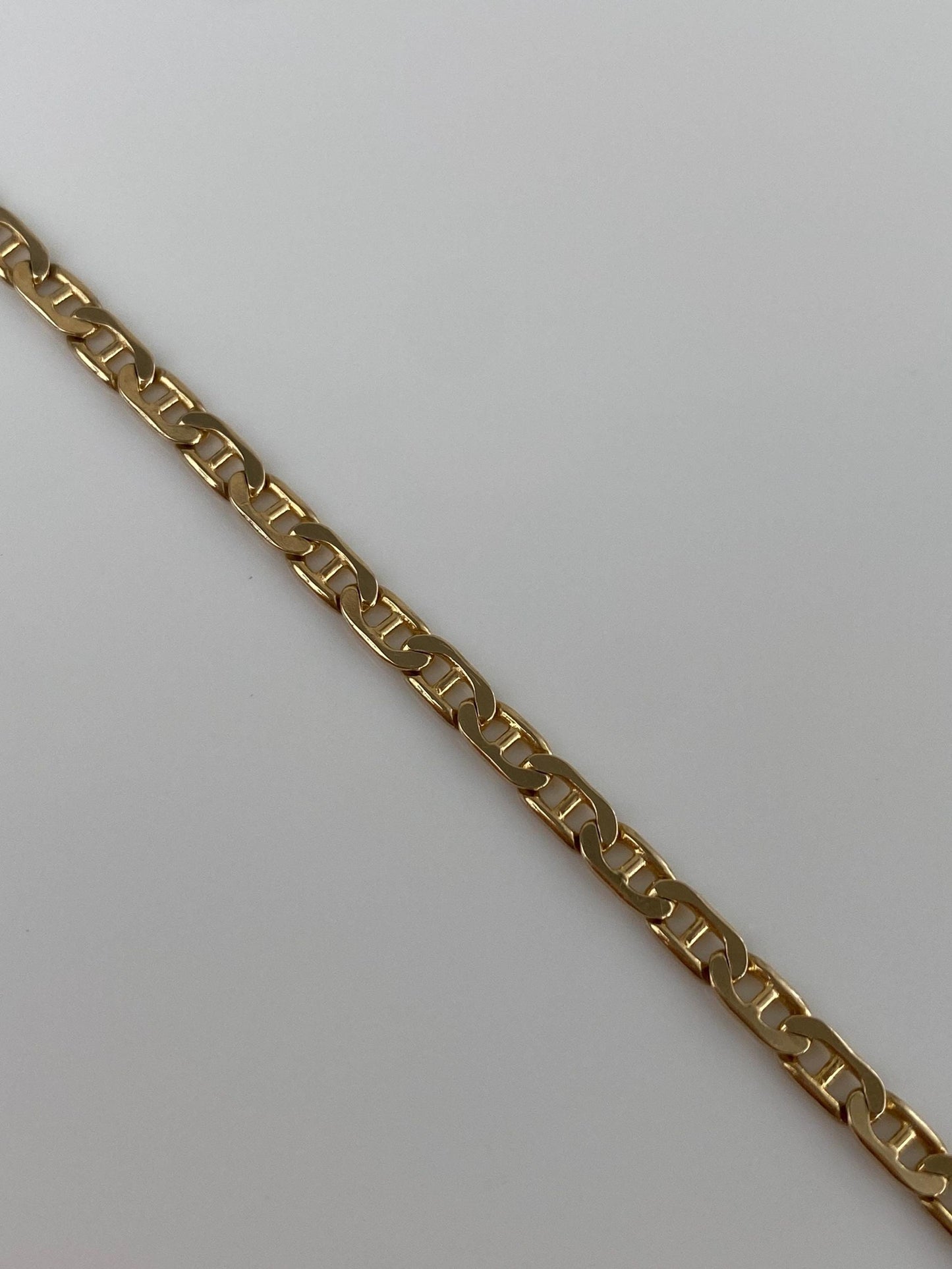 Vintage Solid 14k Yellow Gold Mariner Chain Bracelet - 7 inches